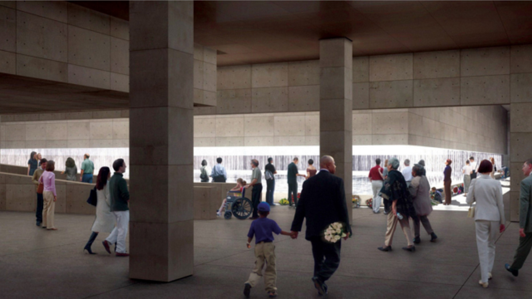 Dec. 16, 2004: In this artist rendering released by the Lower Manhattan Development Corporation, the Memorial Hall looking at the South Footprint is shown.