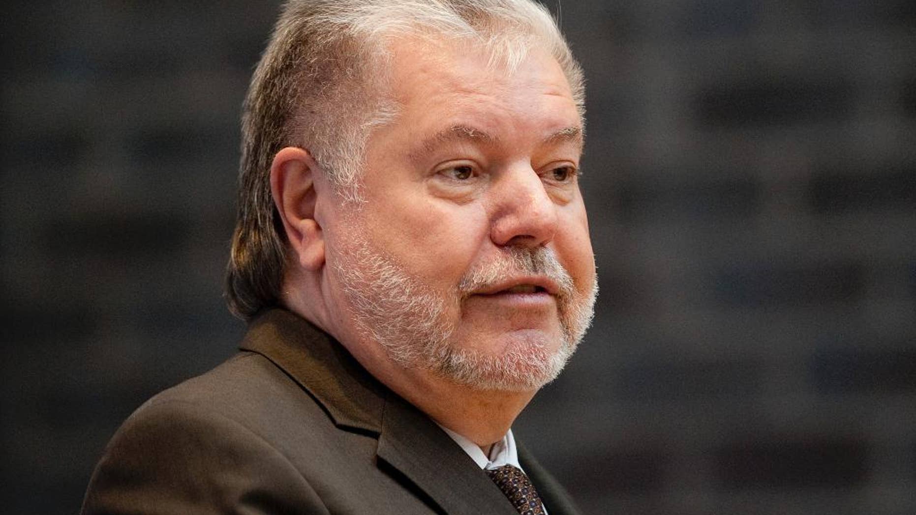 FILE - In this Nov. 24, 2015 file photo Kurt Beck from the German Social Democrats, SPD, speaks during a congress in Berlin, Germany. The German government says Wednesday, March 8, 2017 it’s putting the former state governor in charge of liaising with victims and survivors of the Berlin truck attack on a Christmas market. (Klaus-Dietmar Gabbert/dpa via AP, file)