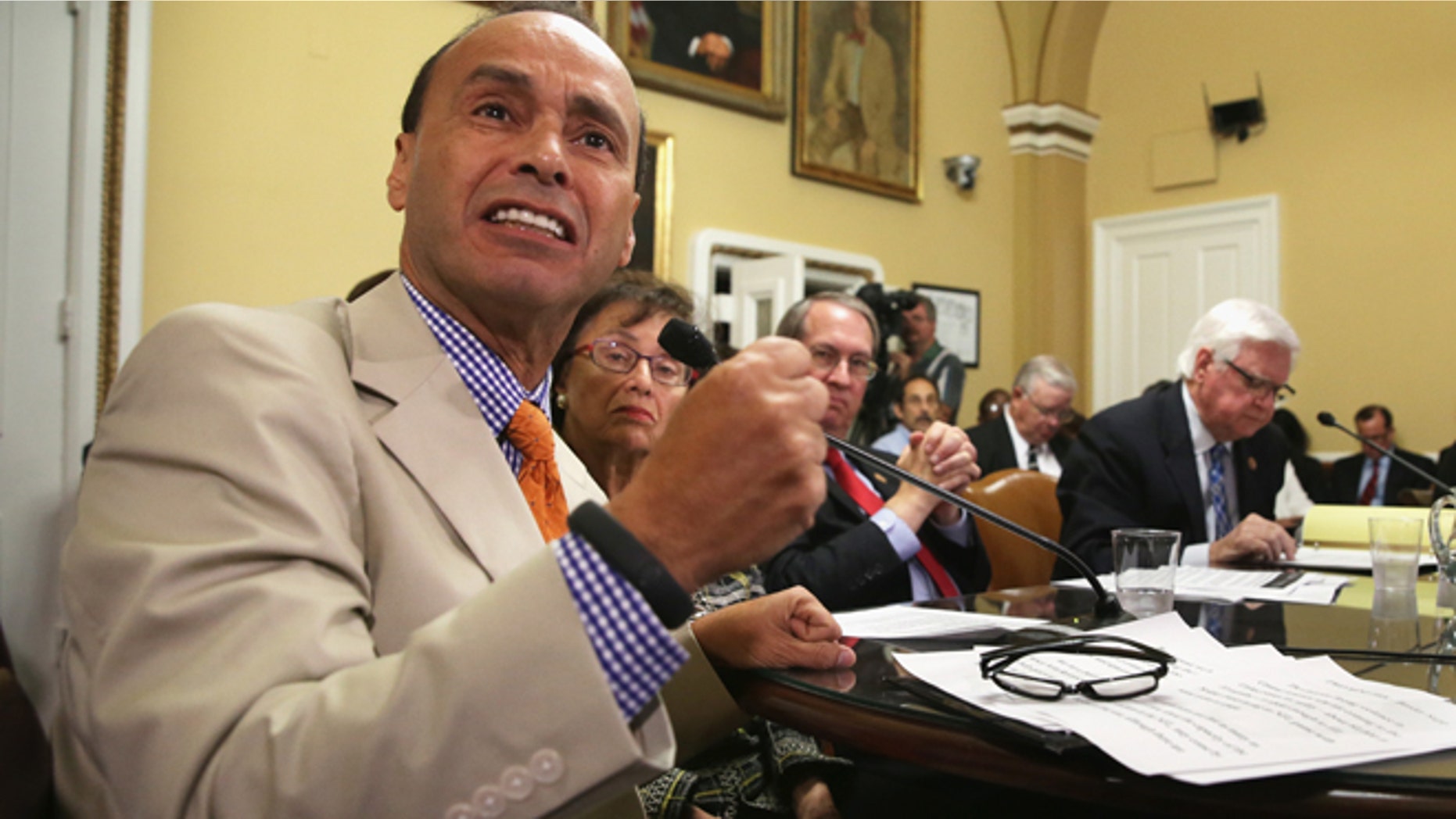 WASHINGTON, DC - AUGUST 01: (L-R) U.S. Rep. Luis Gutierrez (D-IL) speaks as Rep. Nita Lowey (R-NY), and Rep. Hal Rogers (R-KY) and Rep. Bob Goodlatte (R-VA) listen duirng a House Rules Committee meeting August 1, 2014 on Capitol Hill in Washington, DC. The House came back on Friday, a day after its scheduled summer recess, trying to finish up a border supplemental spending bill that was pulled from the floor the day before because of a shortage of votes. (Photo by Alex Wong/Getty Images)