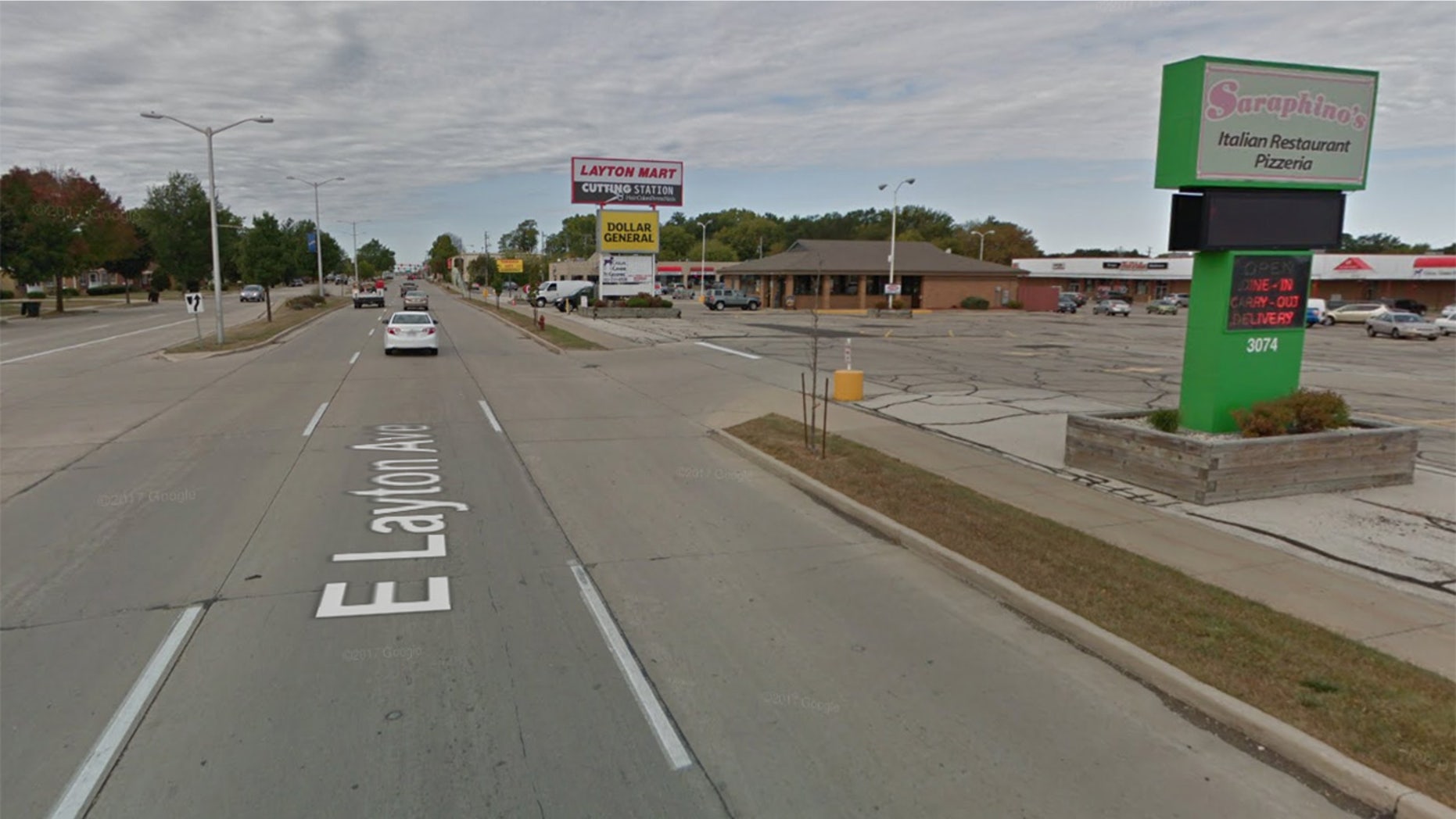 Watson was first pulled over outside this strip mall on East Layton Avenue.