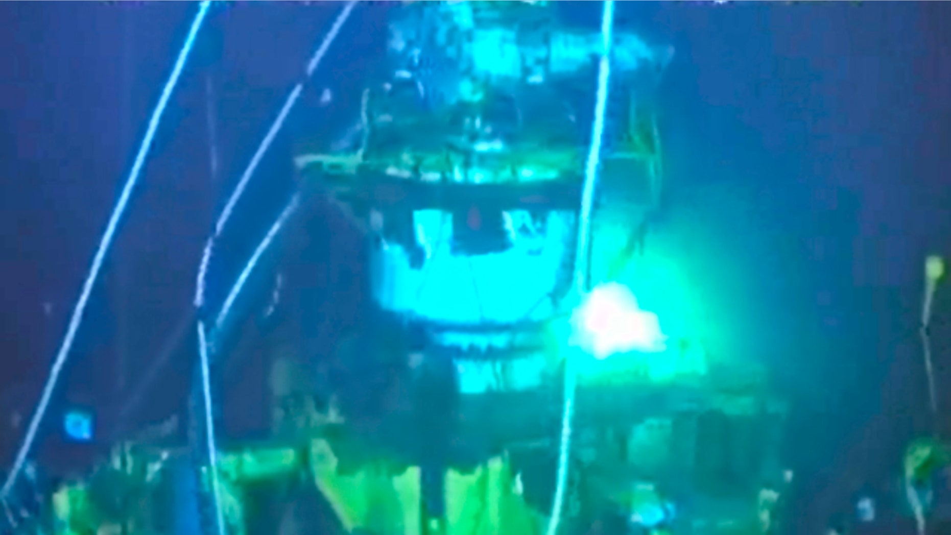 Aug. 3: In this image taken from video provided by BP PLC, the new 75-ton cap sits atop the site of the Deepwater Horizon oil spill in the Gulf of Mexico.