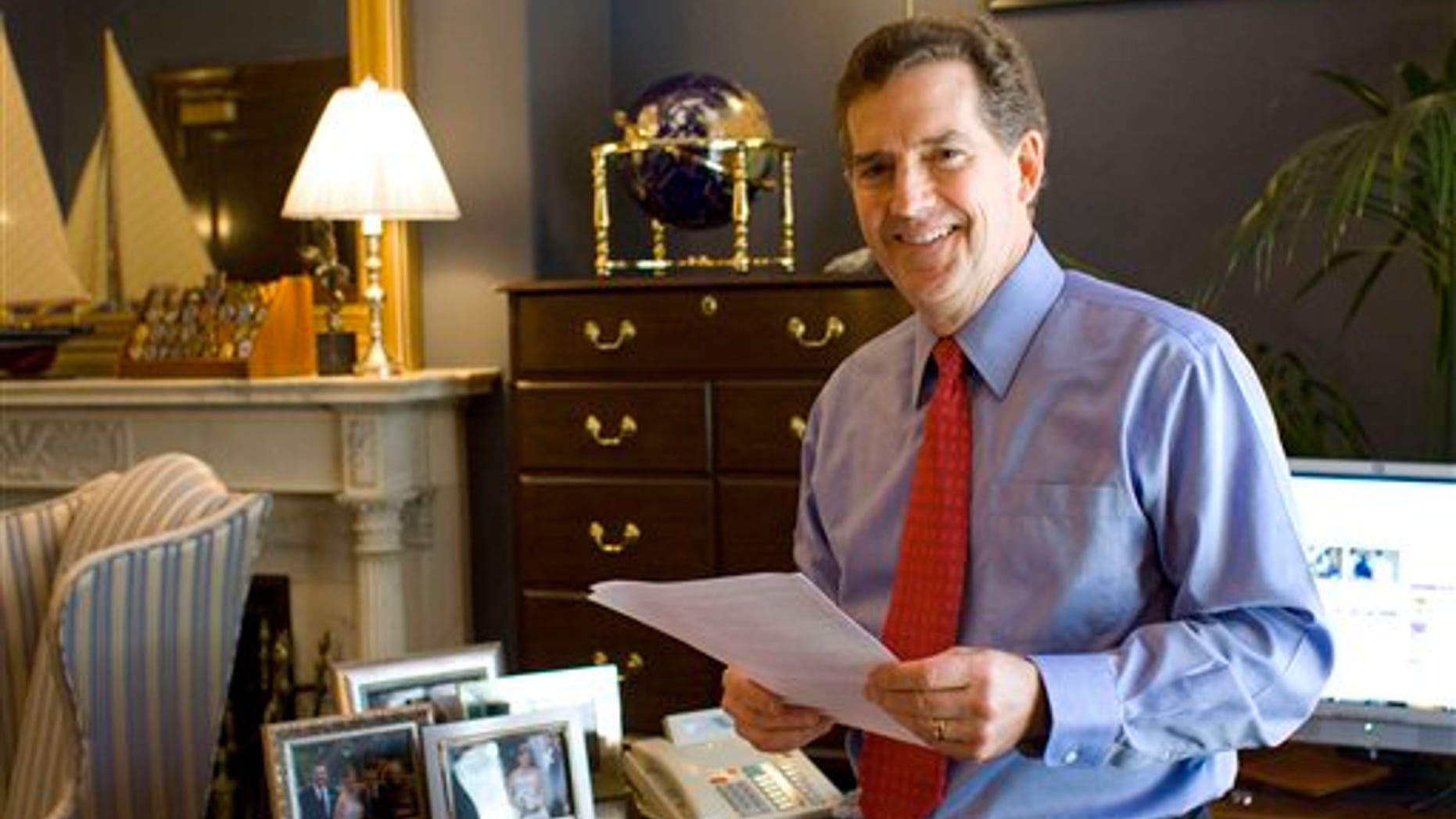 Sen. Jim DeMint, R-S.C., stands in his office on Capitol Hill in Washington, Tuesday, May 4, 2010. DeMint is becoming something of a tea party hero, even a potential conservative kingmaker, a status that is not making the freshman senator many friends among fellow Republicans in Congress.(AP Photo/Harry Hamburg)