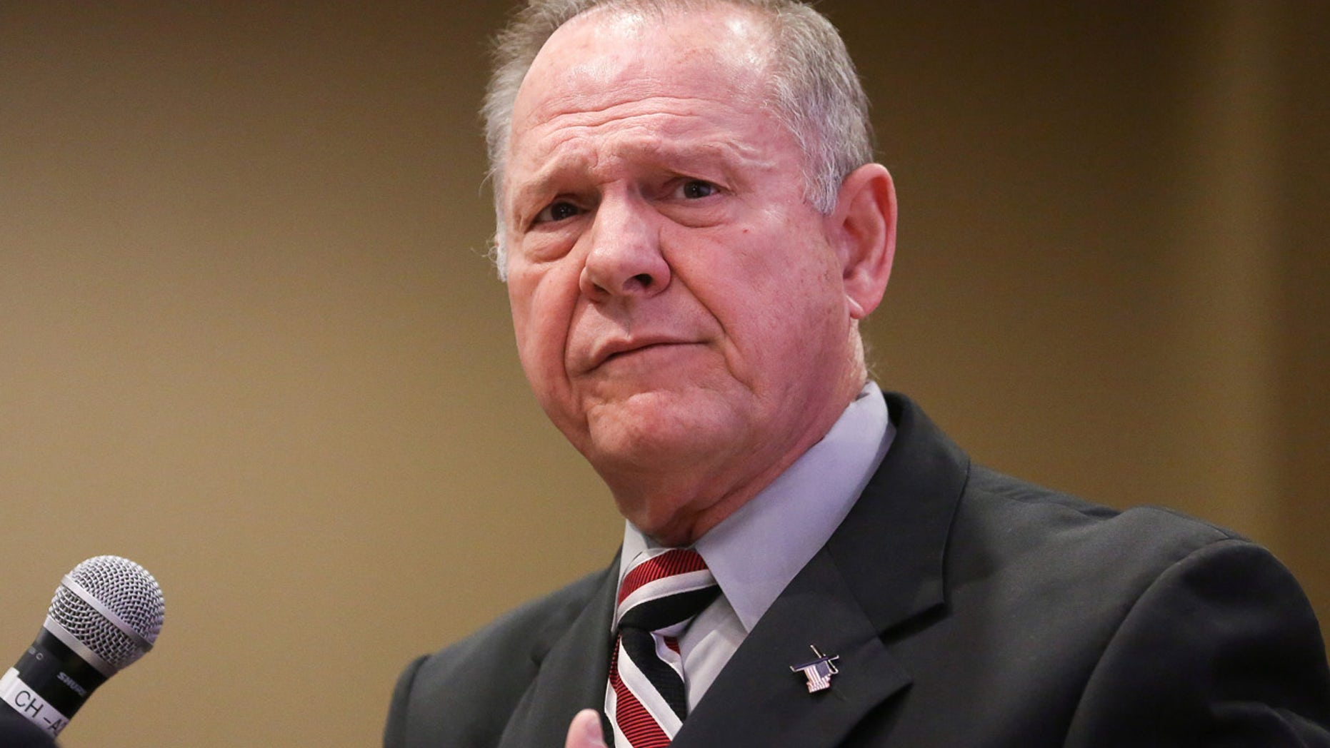 FILE: Judge Roy Moore participates in the Mid-Alabama Republican Club's Veterans Day Program in Vestavia Hills, Alabama