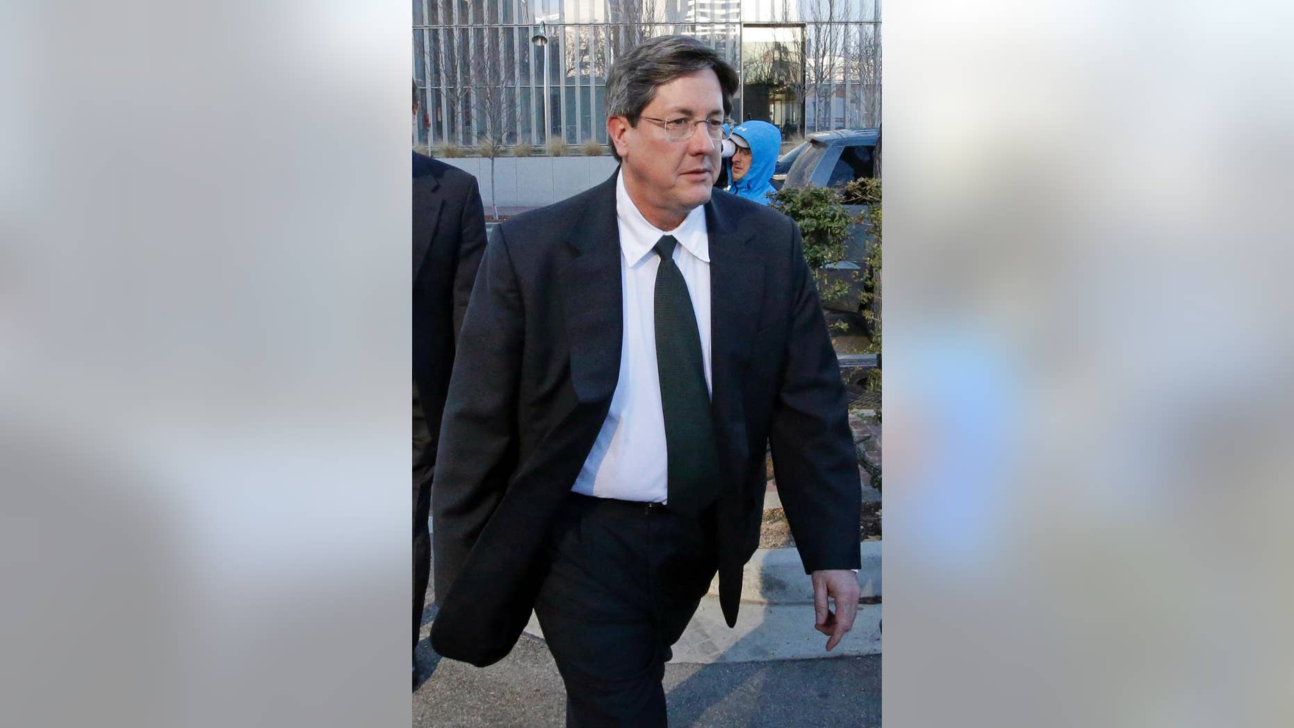 FILE - This Jan. 21, 2015 file photo, Lyle Jeffs leaves the federal courthouse in Salt Lake City. Authorities say Utah polygamous sect leader Jeffs likely used olive oil or another lubricant to slip off his GPS ankle monitor and escape home confinement last June 2016. Jeffs was supposed to be on home confinement pending trial in an alleged multimillion-dollar food stamp fraud scheme. (AP Photo/Rick Bowmer, File)