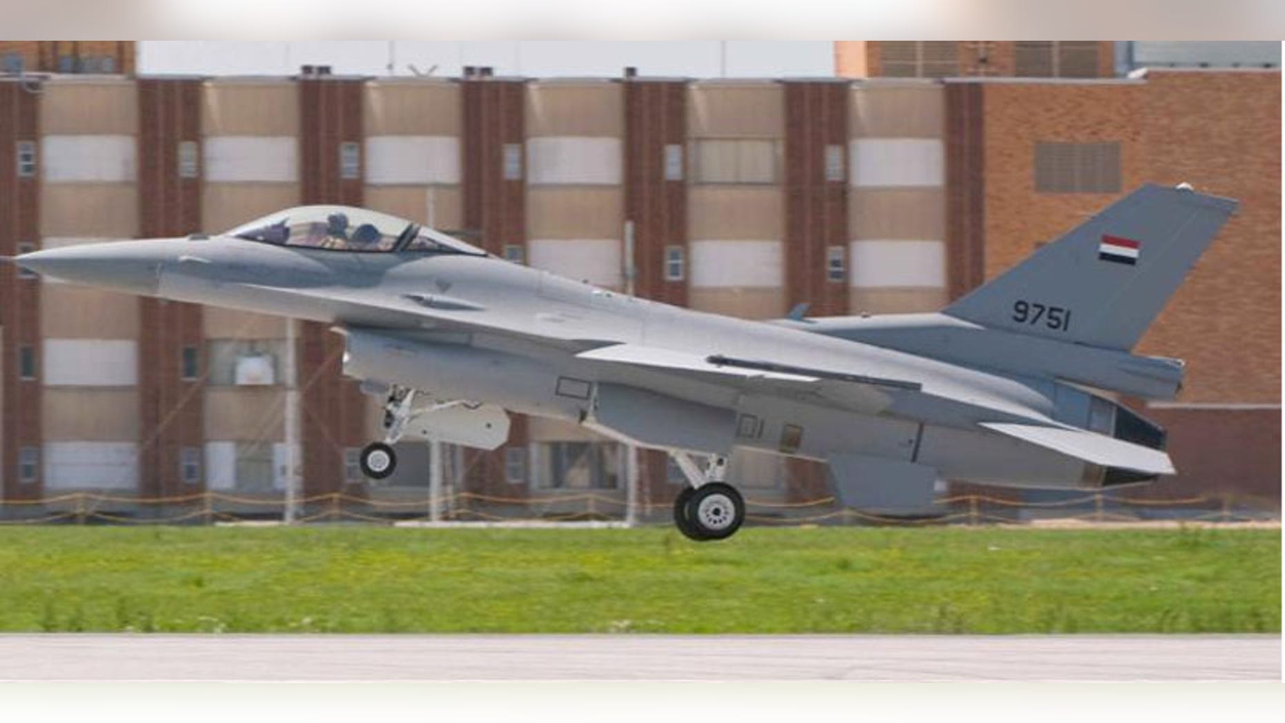 Turmoil in Egypt isn't stopping a shipment of 20 F-16 fighter jets, including this one - already emblazoned with Egypt's flag. (Courtesy: Carl Richards)