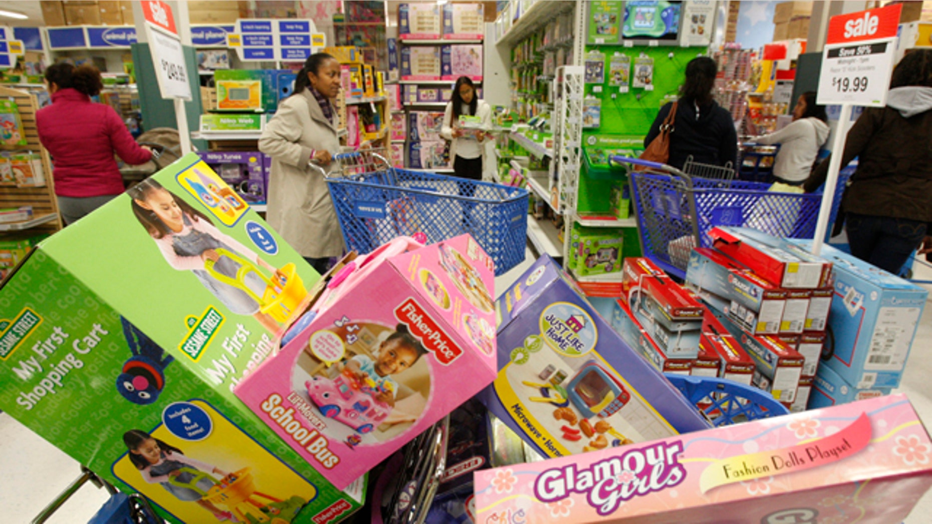 November 27, 2009: Shoppers look through the aisles during a Black Friday sales event at a Toys R Us store in Falls Church, Virginia.