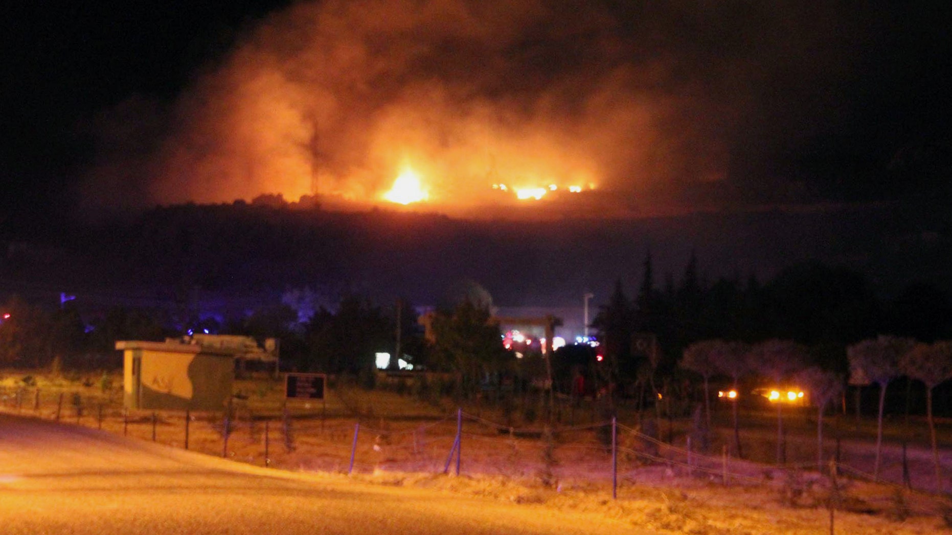 Sept. 6, 2012: A large fire seen after an explosion at an ammunition store in Afyonkarahisar in western Turkey which has killed some 25 soldiers and wounded at least four others.