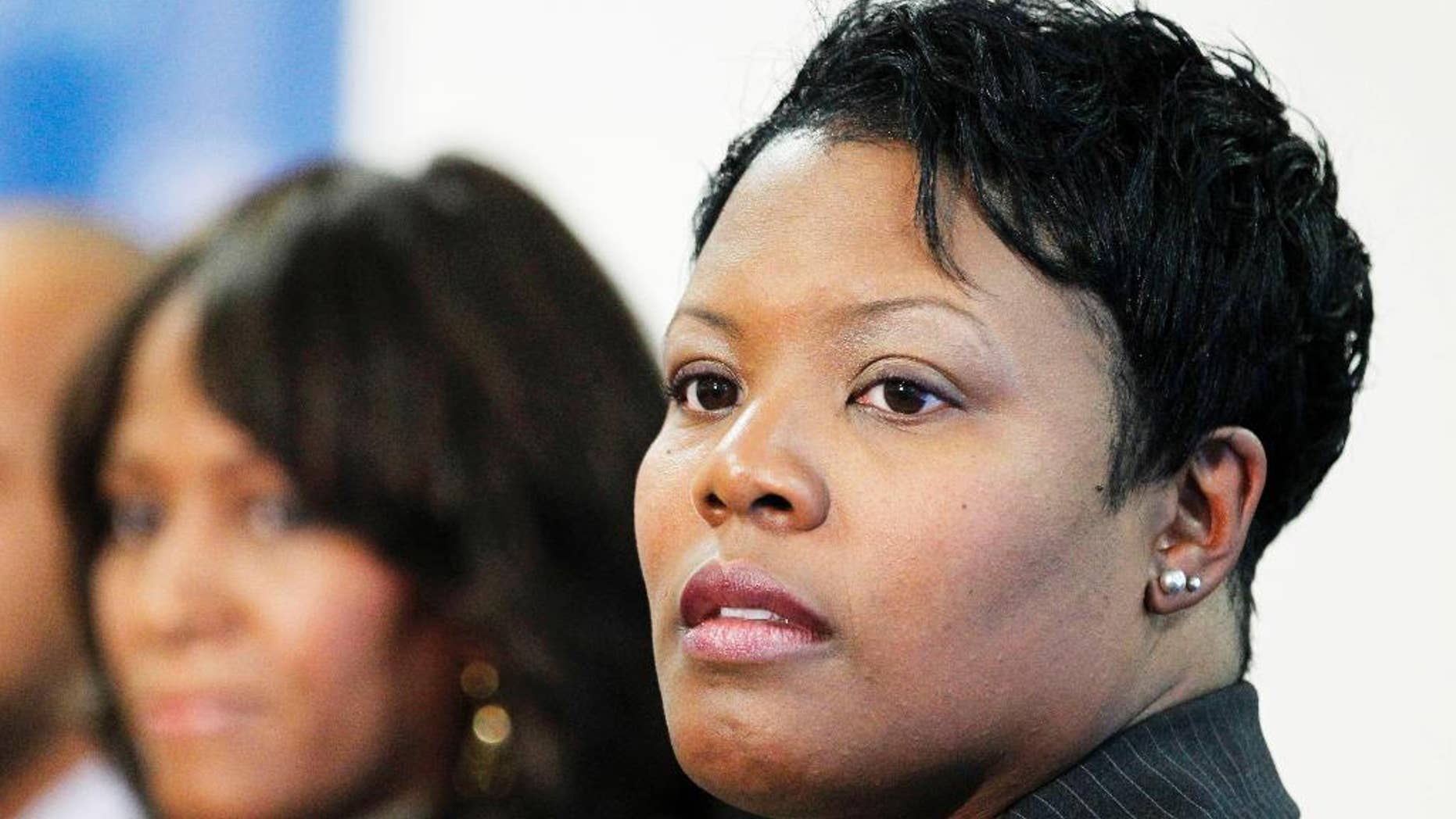 FILE - In this Dec. 22, 2010 file photo, then-interim D.C. Schools Chancellor Kaya Henderson attends a news conference in Washington.Henderson is stepping down after more than five years as chancellor of the District of Columbia’s public schools. (AP Photo/Manuel Balce Ceneta, File)