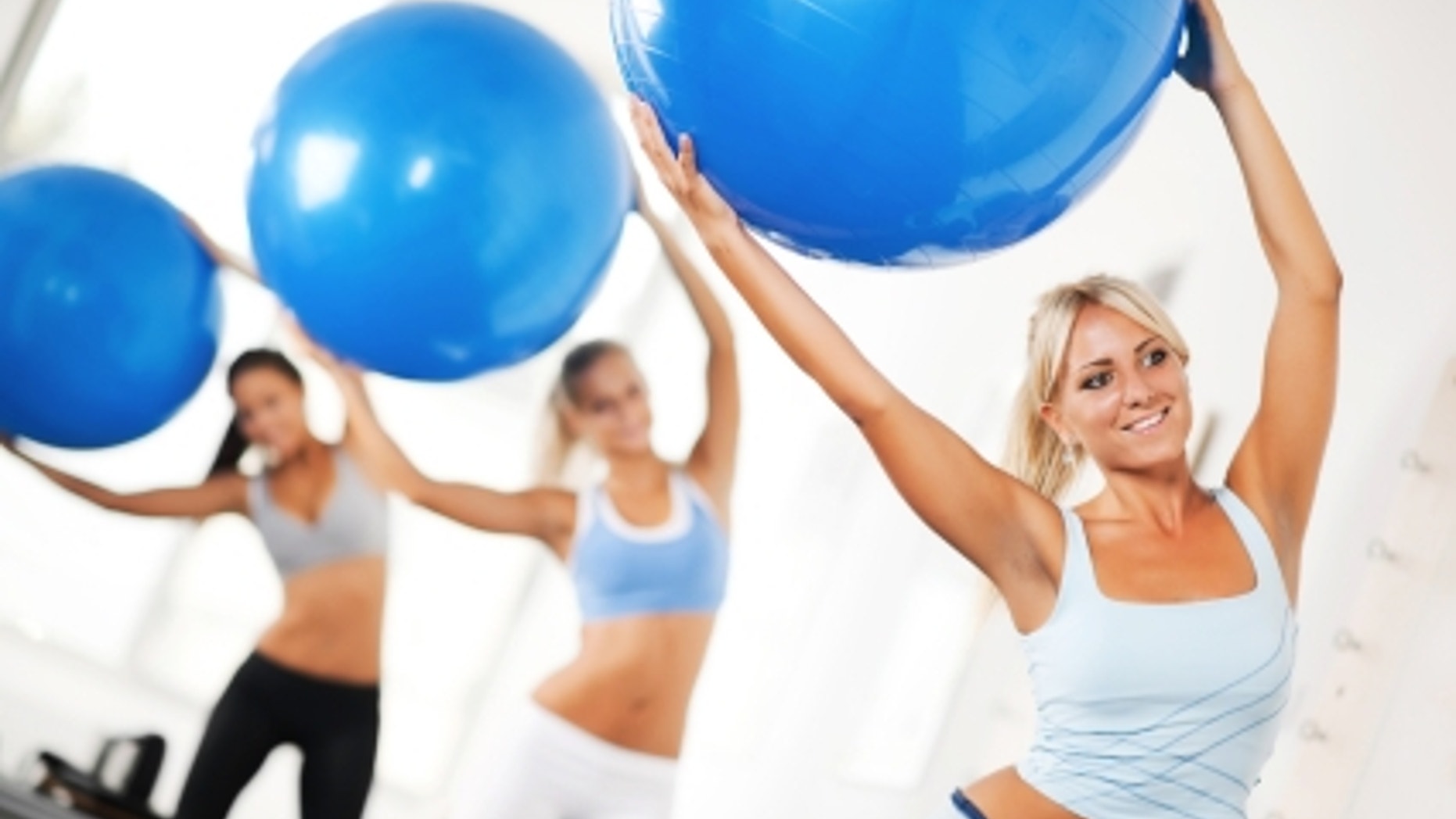 Stability balls are cheap, and you can use them for a variety of exercises that target the arms, stomach and even for yoga.