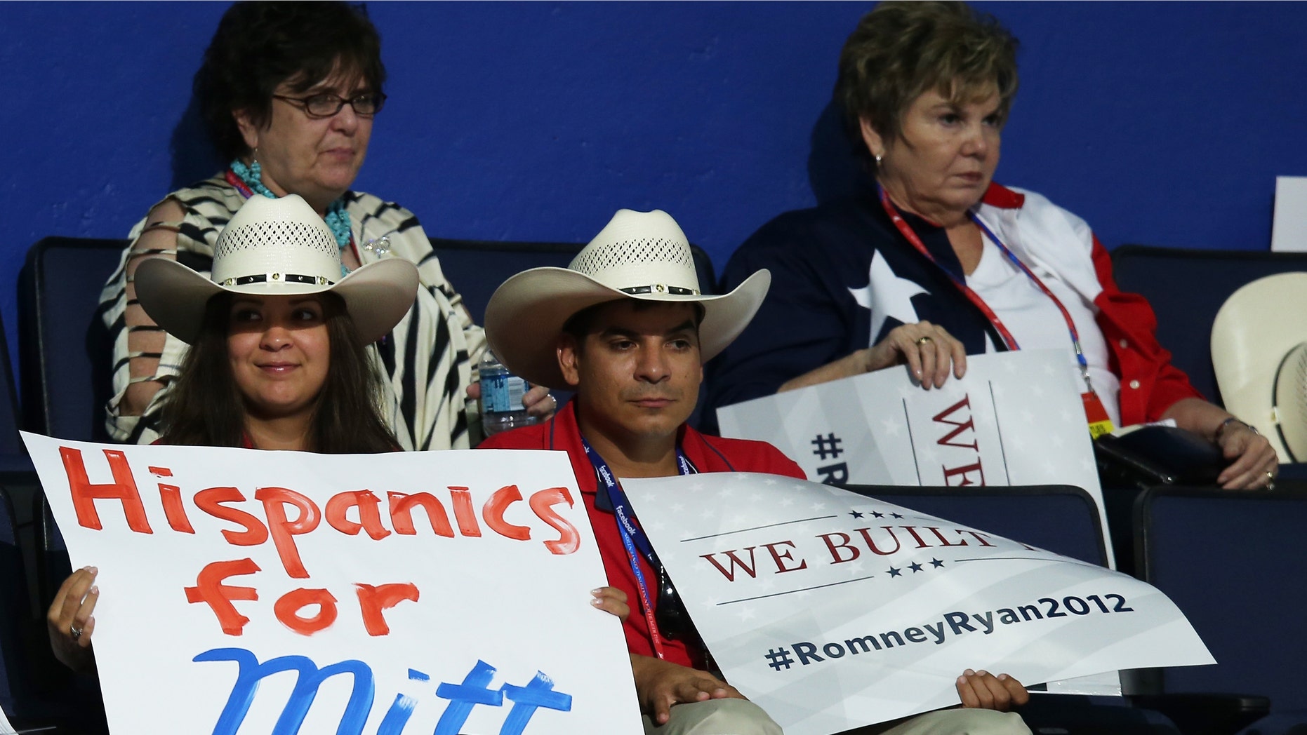 during the Republican National Convention at the Tampa Bay Times Forum on August 28, 2012 in Tampa, Florida. Today is the first full session of the RNC after the start was delayed due to Tropical Storm Isaac.