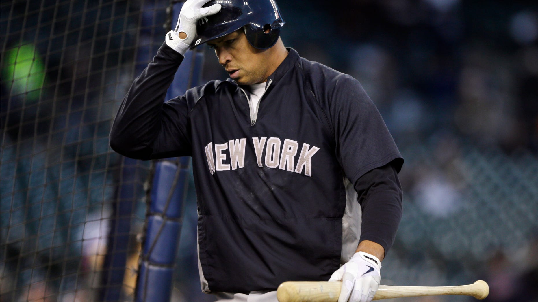 Oct. 16, 2012: New York Yankees' Alex Rodriguez walks out of the batting cage following batting practice before the start of Game 3 of the American League championship series against the Detroit Tigers in Detroit.