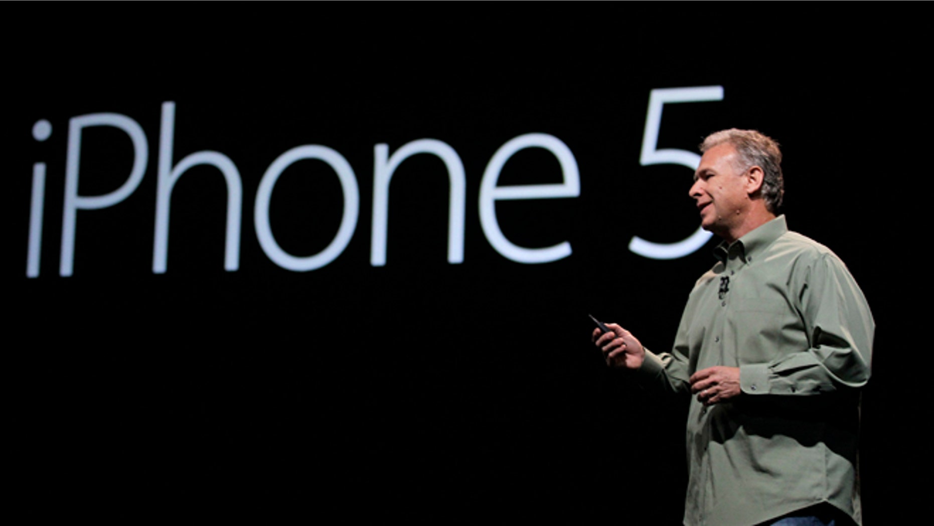Sept. 12, 2012: Phil Schiller, Apple's senior vice president of worldwide marketing, speaks on stage during an introduction of the new iPhone 5 at an Apple event in San Francisco.