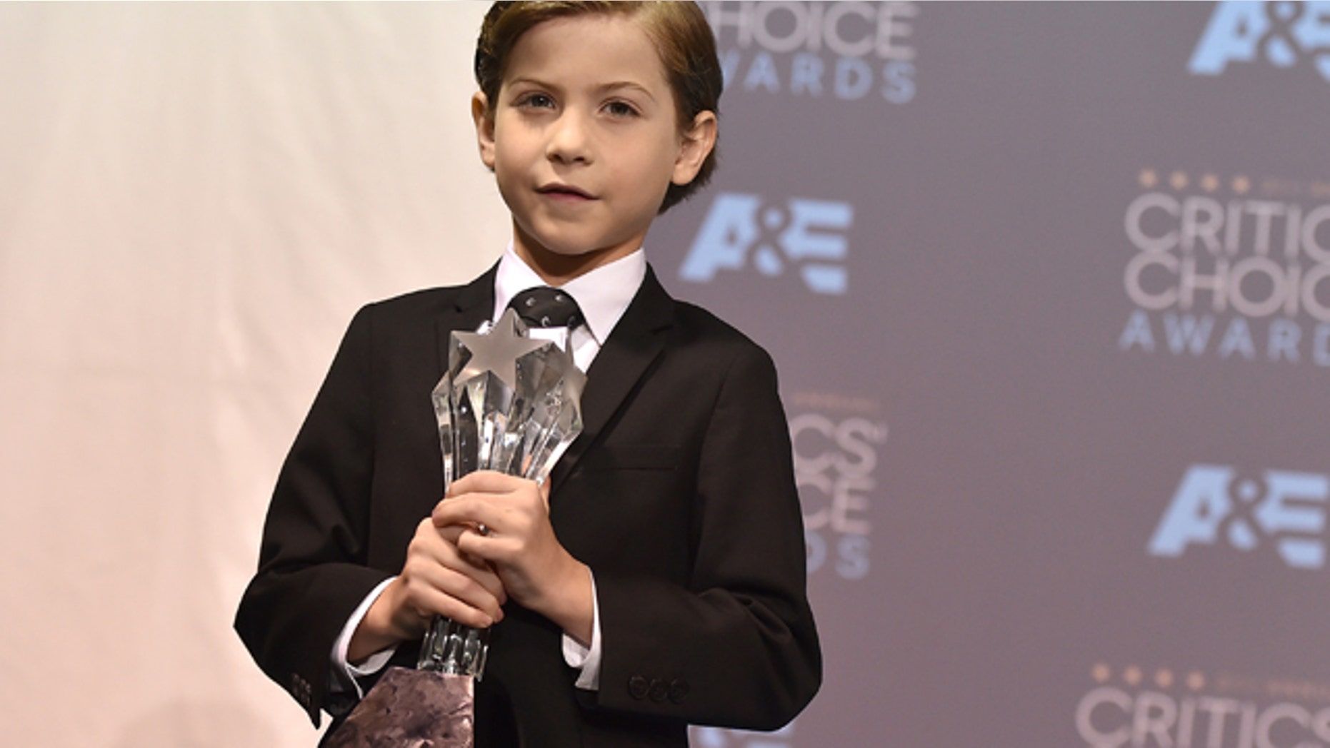 Jan. 17, 2016: Jacob Tremblay poses in the press room with the award for best young actor/actress for 'Room' at the 21st annual Critics' Choice Awards at the Barker Hangar in Santa Monica, Calif. (Photo by Jordan Strauss/Invision/AP)
