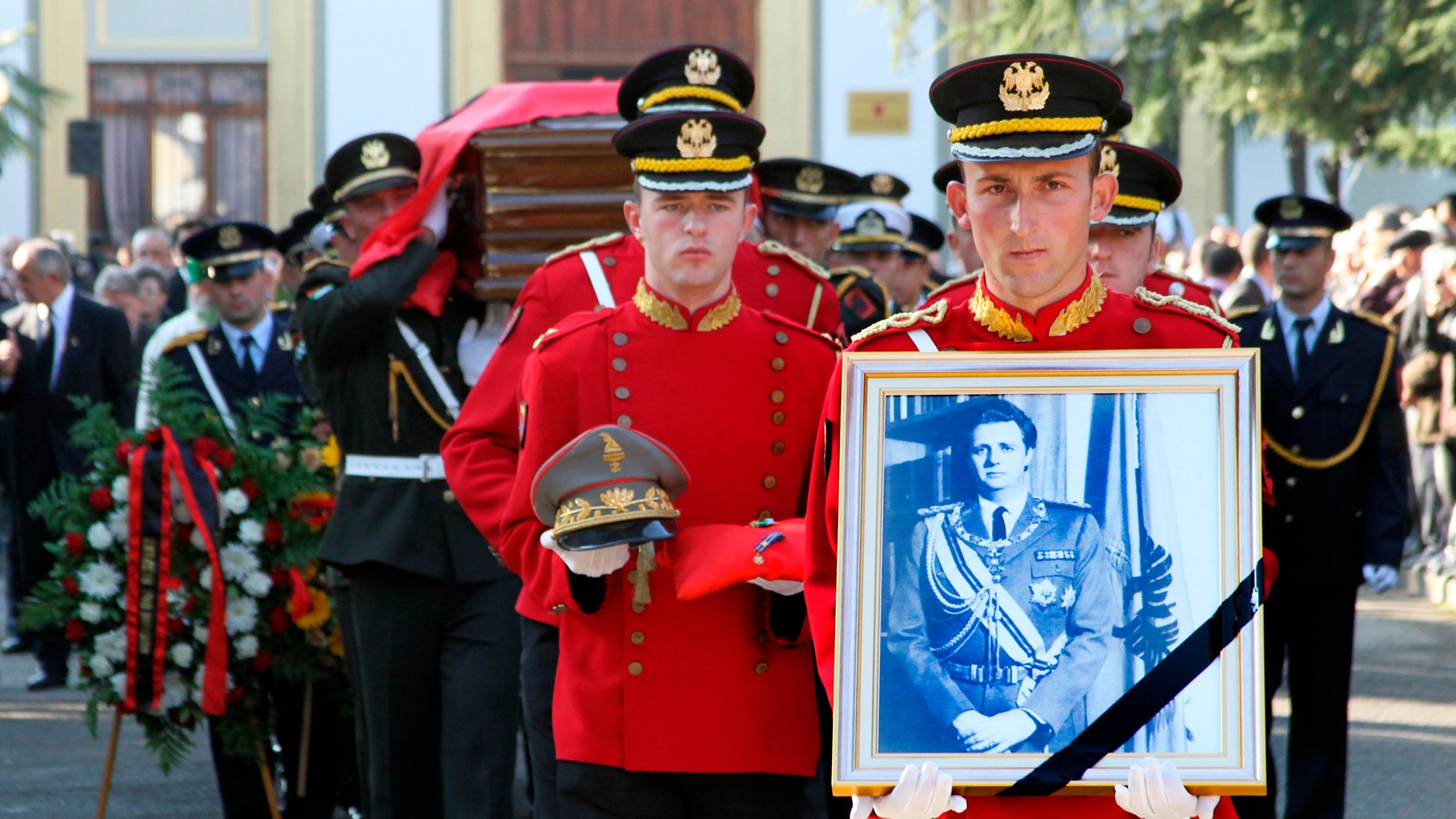 Dec. 3, 2011: The funeral procession for the self-styled king of Albania, Leka Zogu is seen in Tirana.