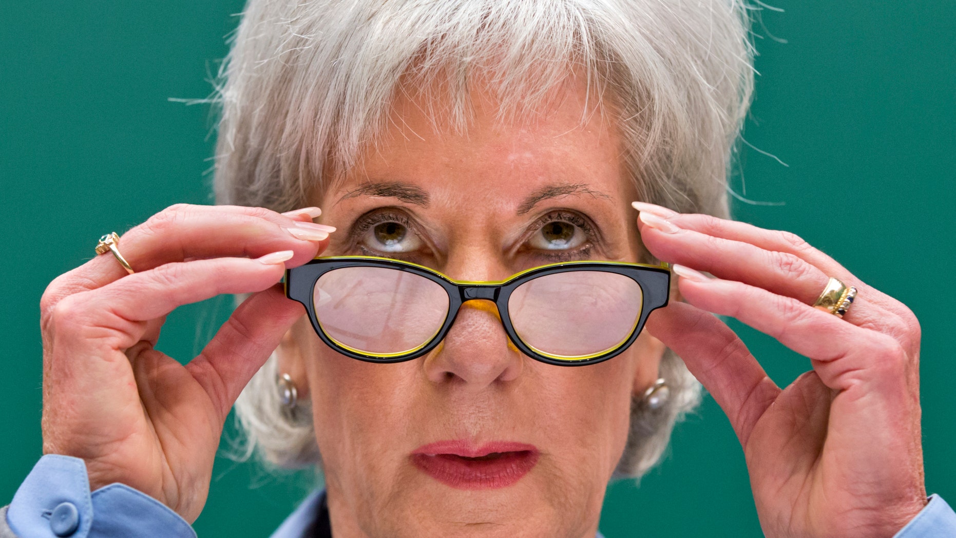 Health and Human Services Secretary Kathleen Sebelius testifies on Capitol Hill in Washington, Wednesday, Oct. 30, 2013, before the House Energy and Commerce Committee hearing on the difficulties plaguing the implementation of the Affordable Care Act.