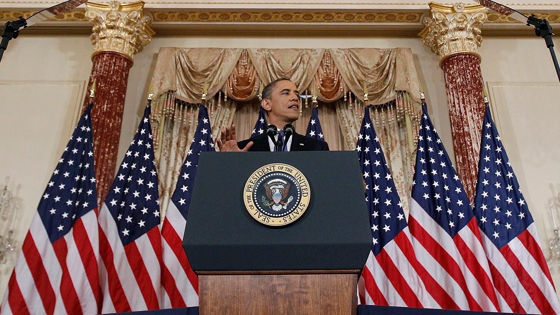 May 19: President Barack Obama delivers a policy address on events in the Middle East at the State Department in Washington.
