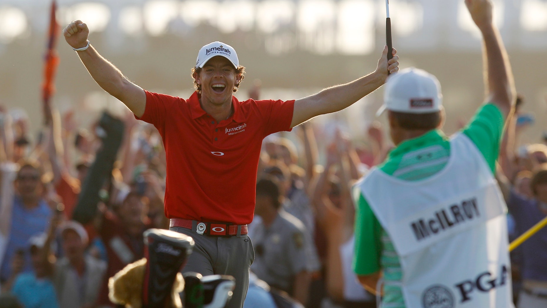 Aug. 12, 2012: Rory McIlroy of Northern Ireland reacts to his victory after a birdie putt on the 18th green during the final round of the PGA Championship golf tournament on the Ocean Course of the Kiawah Island Golf Resort in Kiawah Island, S.C.