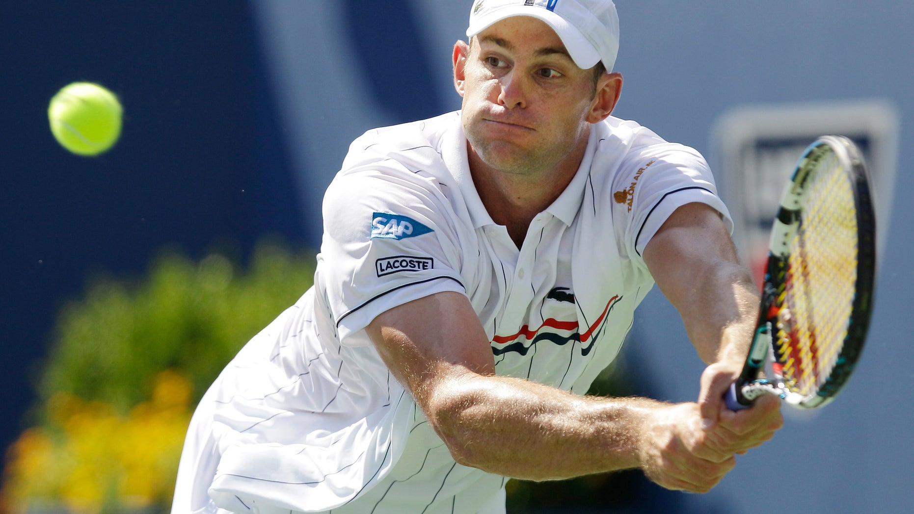 Aug. 28, 2012: Andy Roddick returns a shot to Rhyne Williams at the 2012 US Open tennis tournament, in New York.