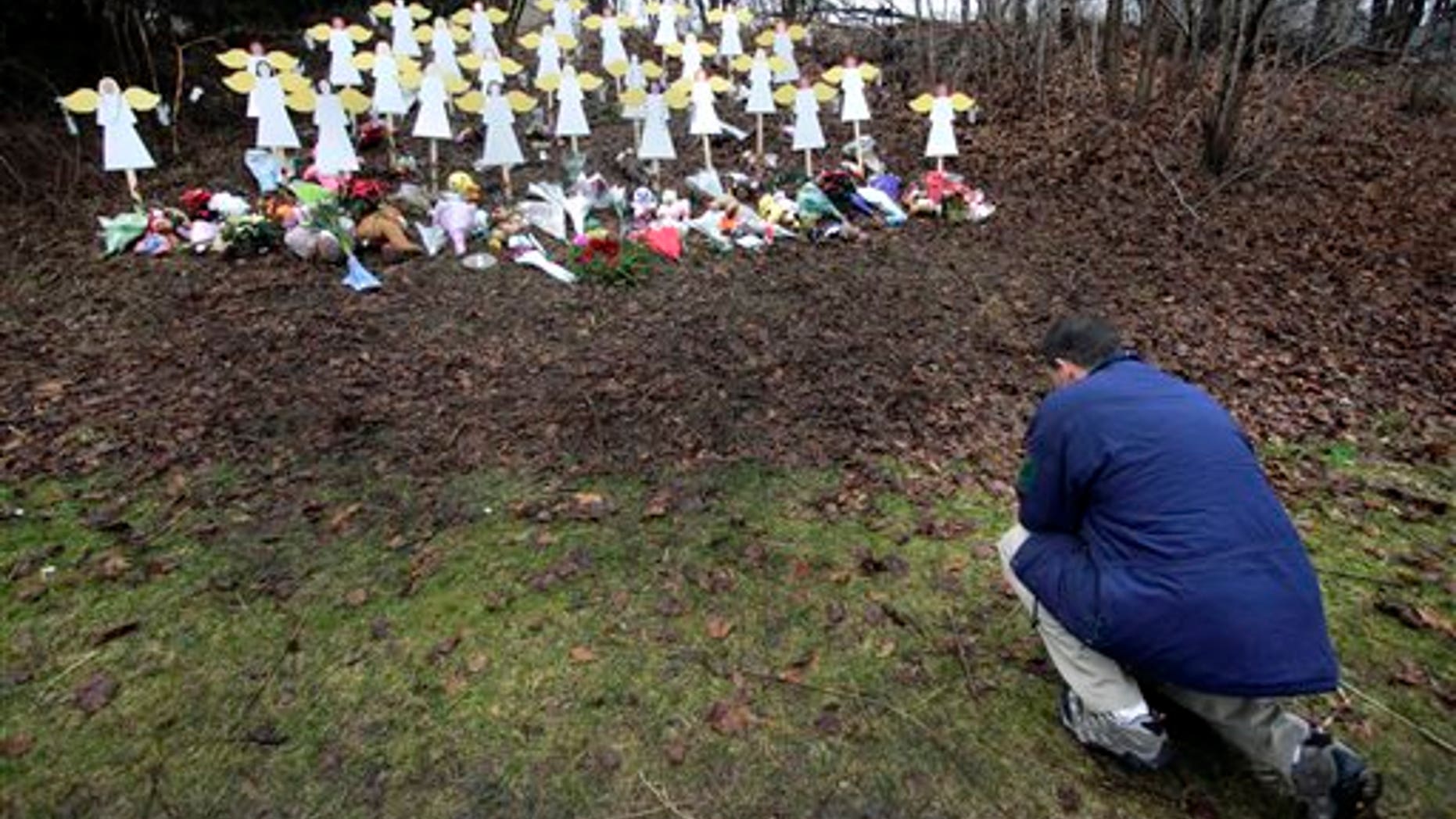 A memorial to Sandy Hook Elementary School shooting victims in Newtown, in 2012.