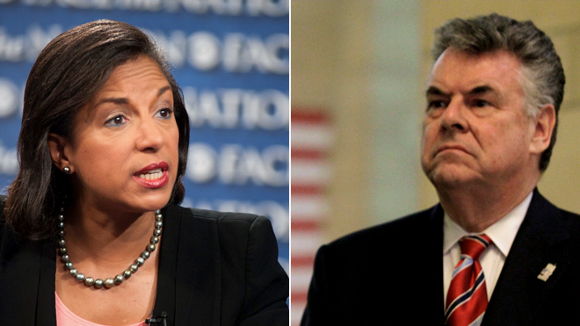 U.S. Ambassador to the U.N. Susan Rice, right, and U.S. Rep. Peter King, R-N.Y., left