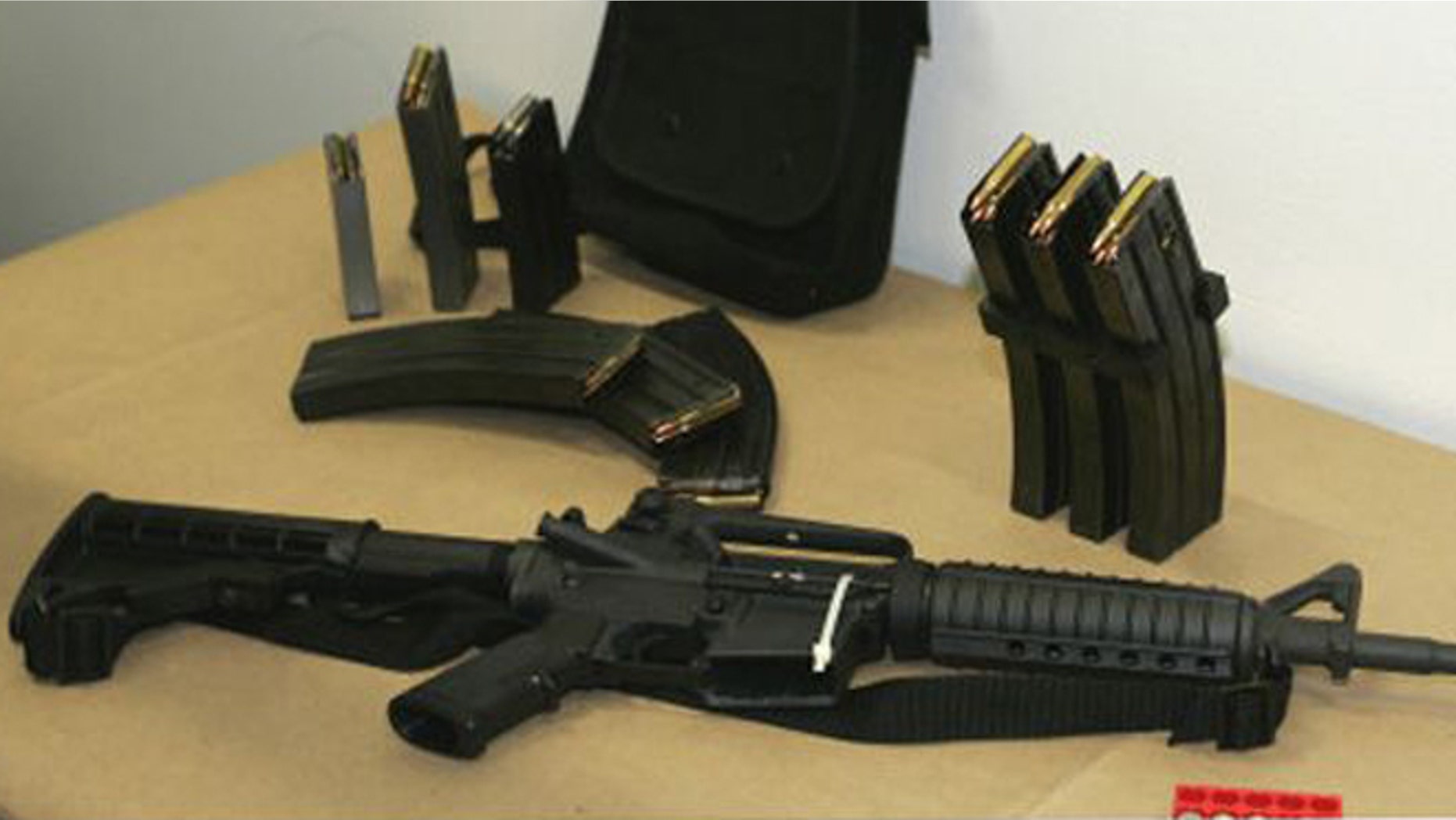 FILE: Bushmaster AR-15 semi-automatic rifle and ammunition.