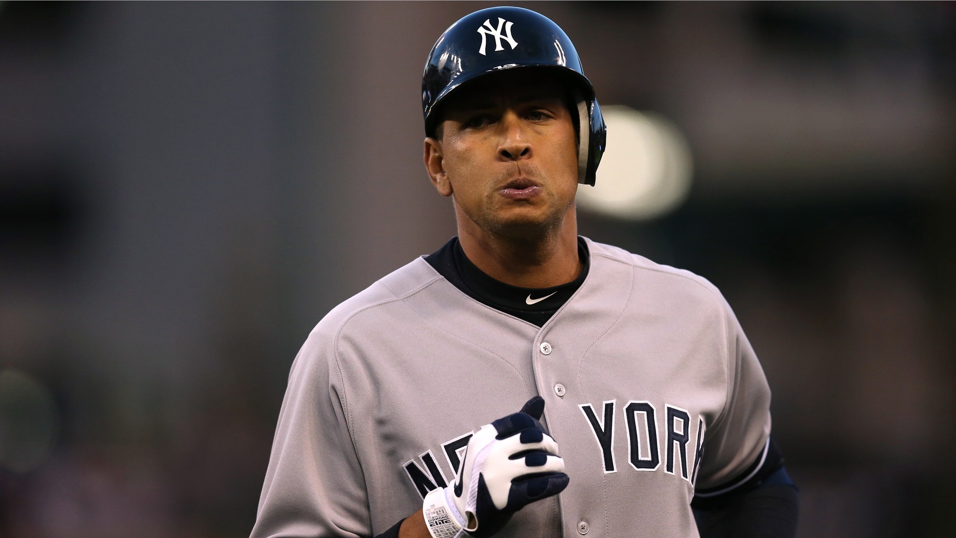 DETROIT, MI - OCTOBER 18: Alex Rodriguez #13 of the New York Yankees reacts as he walsk back towards the dugout after he pinch hit and flied out in the top of the sixth inning against the Detroit Tigers during game four of the American League Championship Series at Comerica Park on October 18, 2012 in Detroit, Michigan. (Photo by Jonathan Daniel/Getty Images)