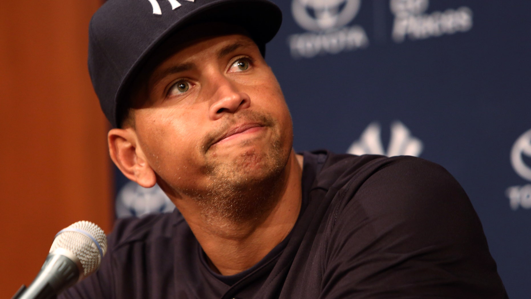 Alex Rodriguez, at yesterday's news conference. (AP Photo/Charles Cherney)