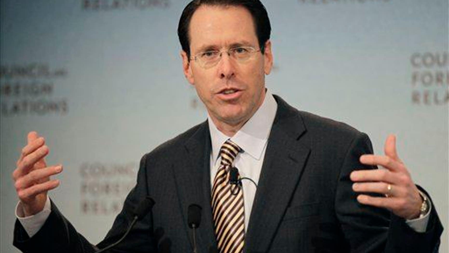 Randall Stephenson, CEO of AT&T, speaks on Wednesday, March 30, 2011 in New York.