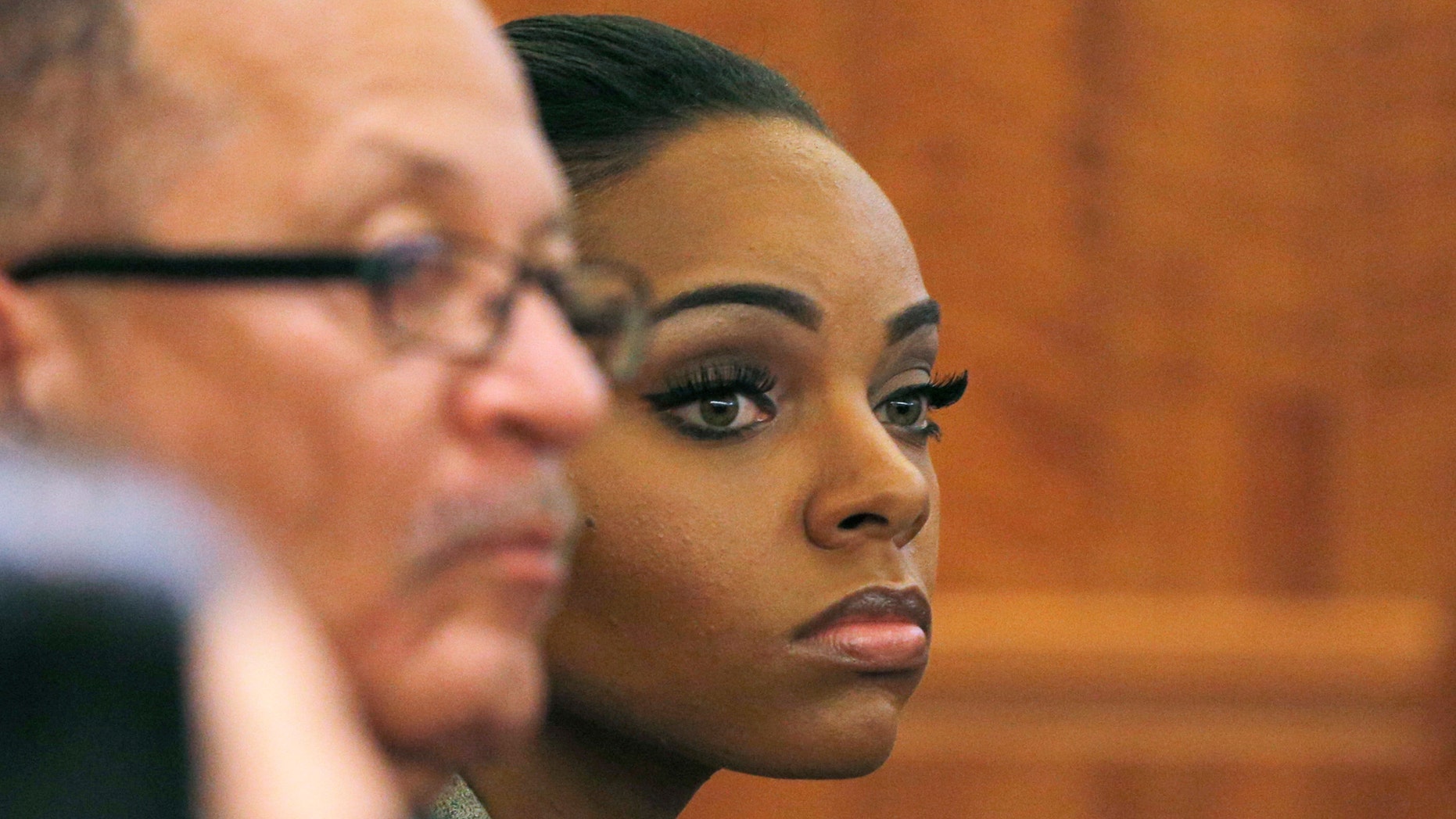 Shayanna Jenkins during Hernandez's murder trial in Fall River, Mass., Wednesday, Feb. 4, 2015.