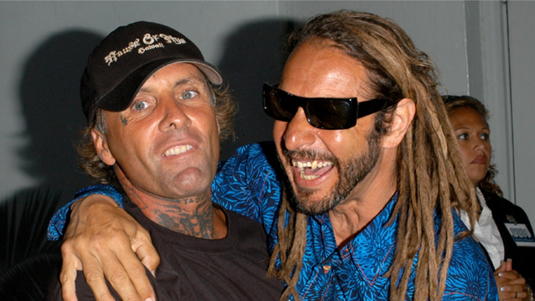 HOLLYWOOD - MAY 24: Original Z-Boys pro-skaters Tony Alva (R) and Jay Adams arrive at the Premiere of TriStar Pictures "Lords Of Dogtown" at the Mann's Chinese Theater on May 24, 2005 in Hollywood, California. (Photo by Stephen Shugerman/Getty Images)