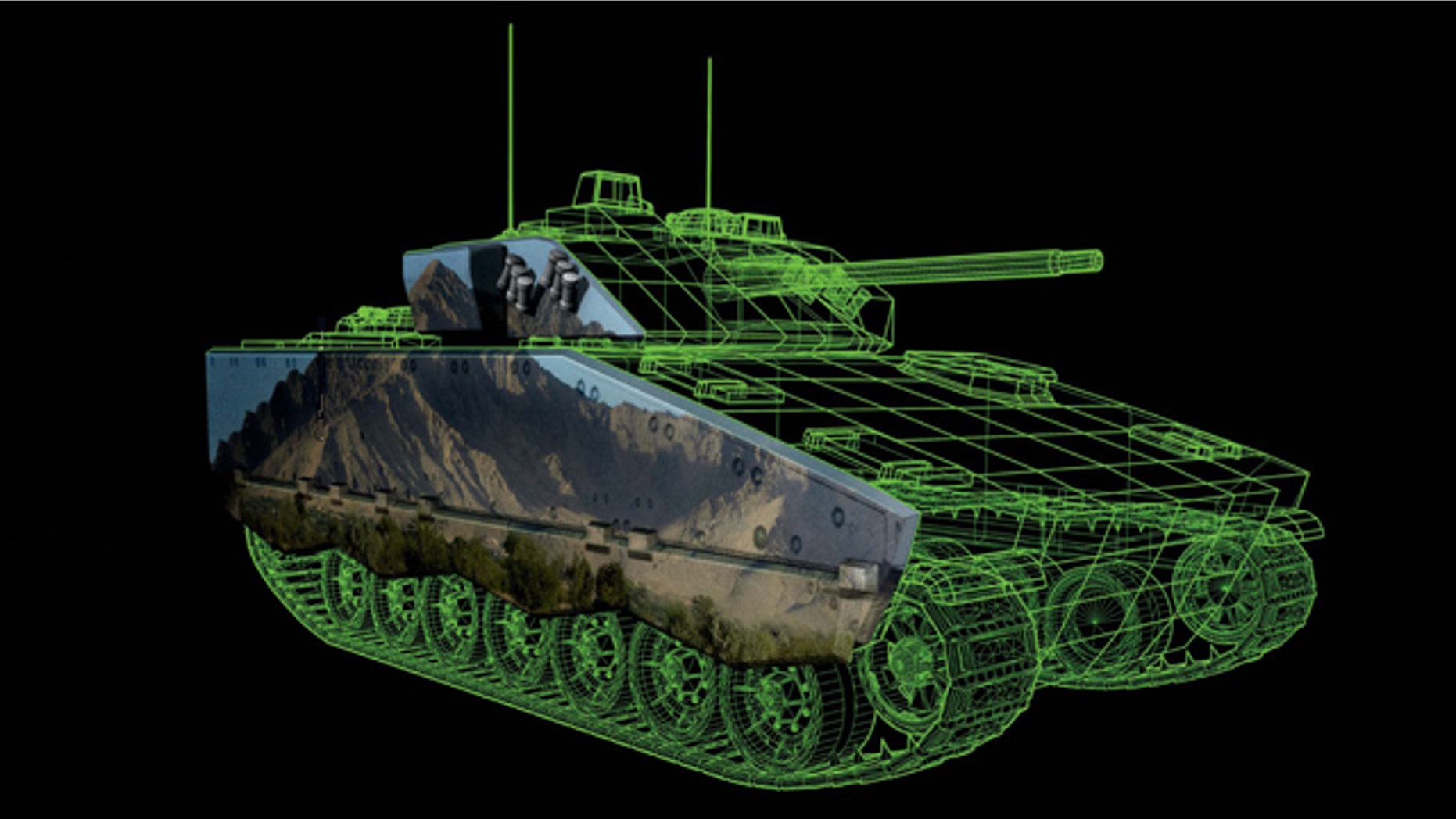 In BAE Systems "eCamouflage" concept, images are projected on the hull of a combat vehicle that change in concert with the environment -- making the vehicle invisible.