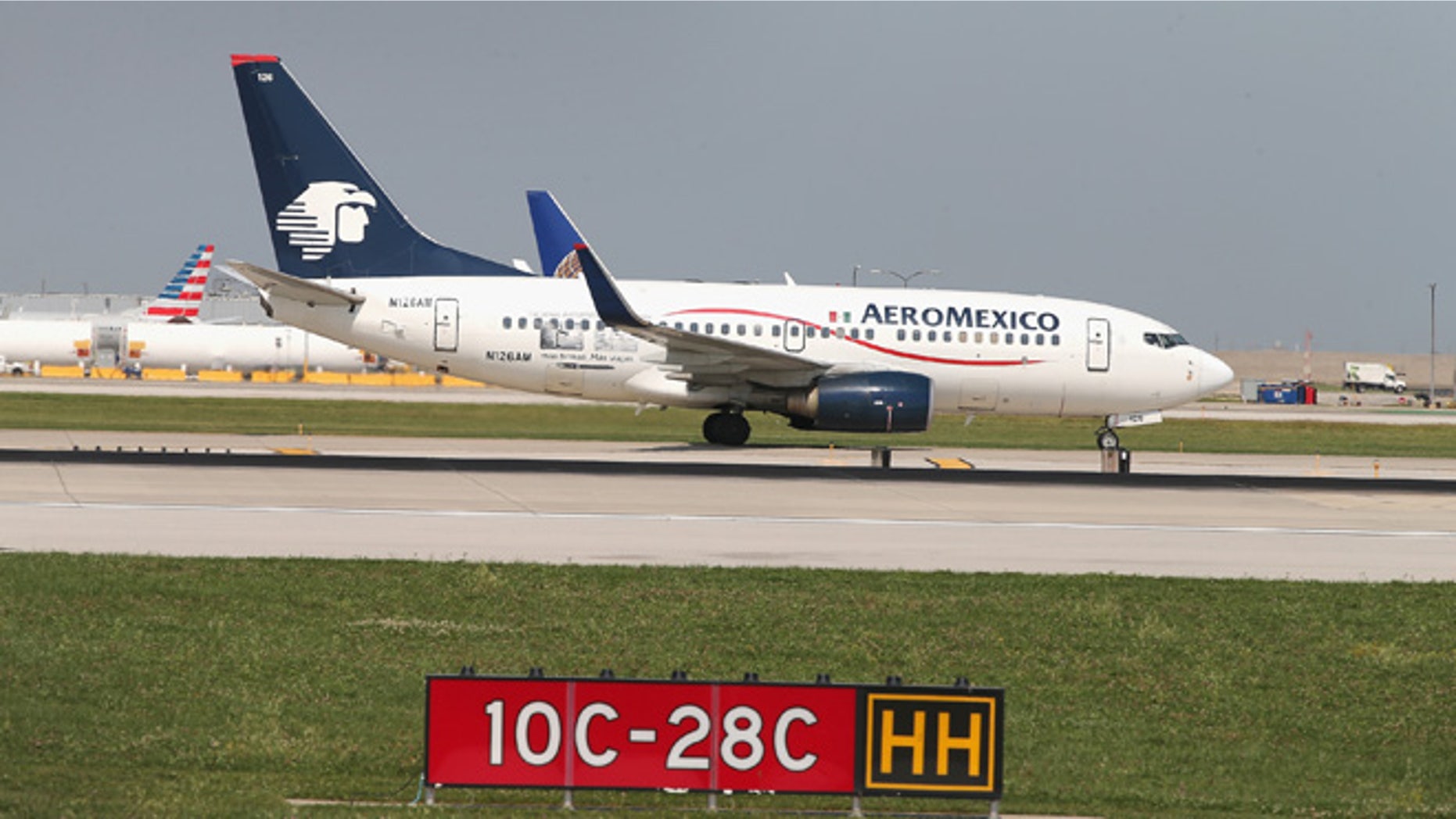 CHICAGO, IL - SEPTEMBER 19: An AeroMexico jet taxis at O'Hare International Airport on September 19, 2014 in Chicago, Illinois. In 2013, 67 million passengers passed through O'Hare, another 20 million passed through Chicago's Midway Airport, and the two airports combined moved more than 1.4 million tons of air cargo. (Photo by Scott Olson/Getty Images)