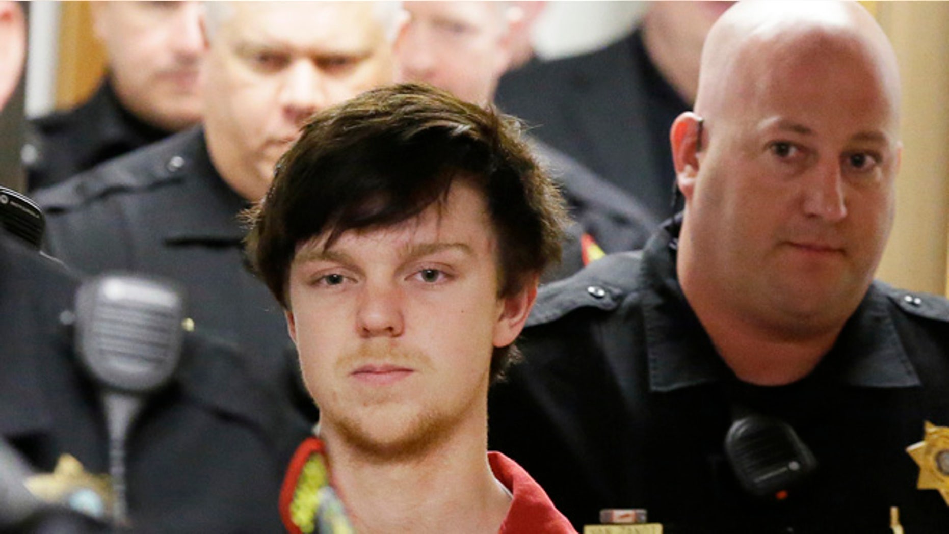 File - In this Feb. 19, 2016 file photo, Ethan Couch is led by sheriff deputies after a juvenile court for a hearing in Fort Worth, Texas. The Texas teenager who used an "affluenza" defense in a deadly drunken-driving wreck is expected to waive all detention hearings and stay in jail until his 19th birthday, at which time a judge will decide whether he goes free on probation. (AP Photo/LM Otero, File)
