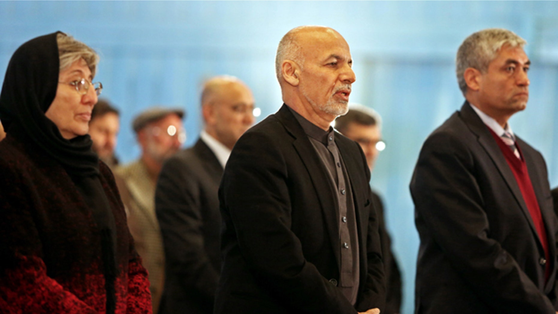 Dec. 14, 2014: Afghanistan President Ashraf Ghani, center, attends a conference marking Human Rights Day in Kabul. (AP Photo/Rahmat Gul)