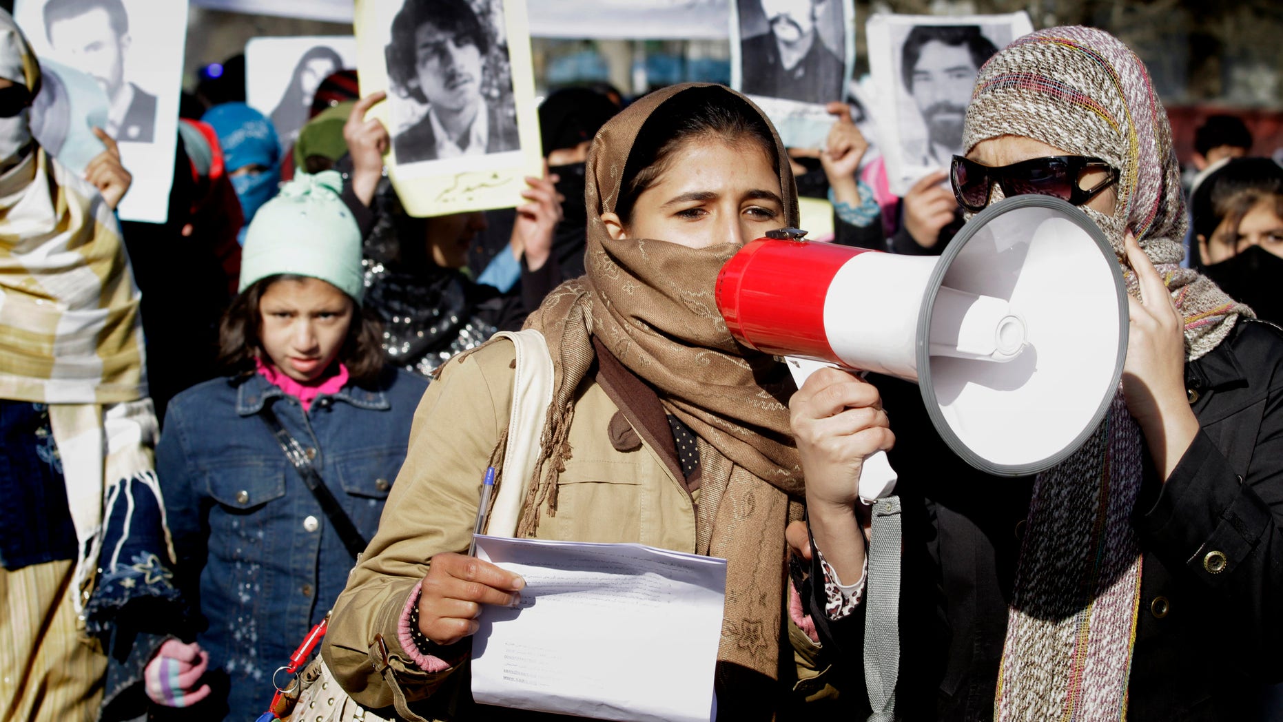 Dec. 10: Several hundred demonstrators shouted for justice and peace Friday in the Afghan capital, just hours before a suicide car bomber blew himself up in the east killing two civilians.