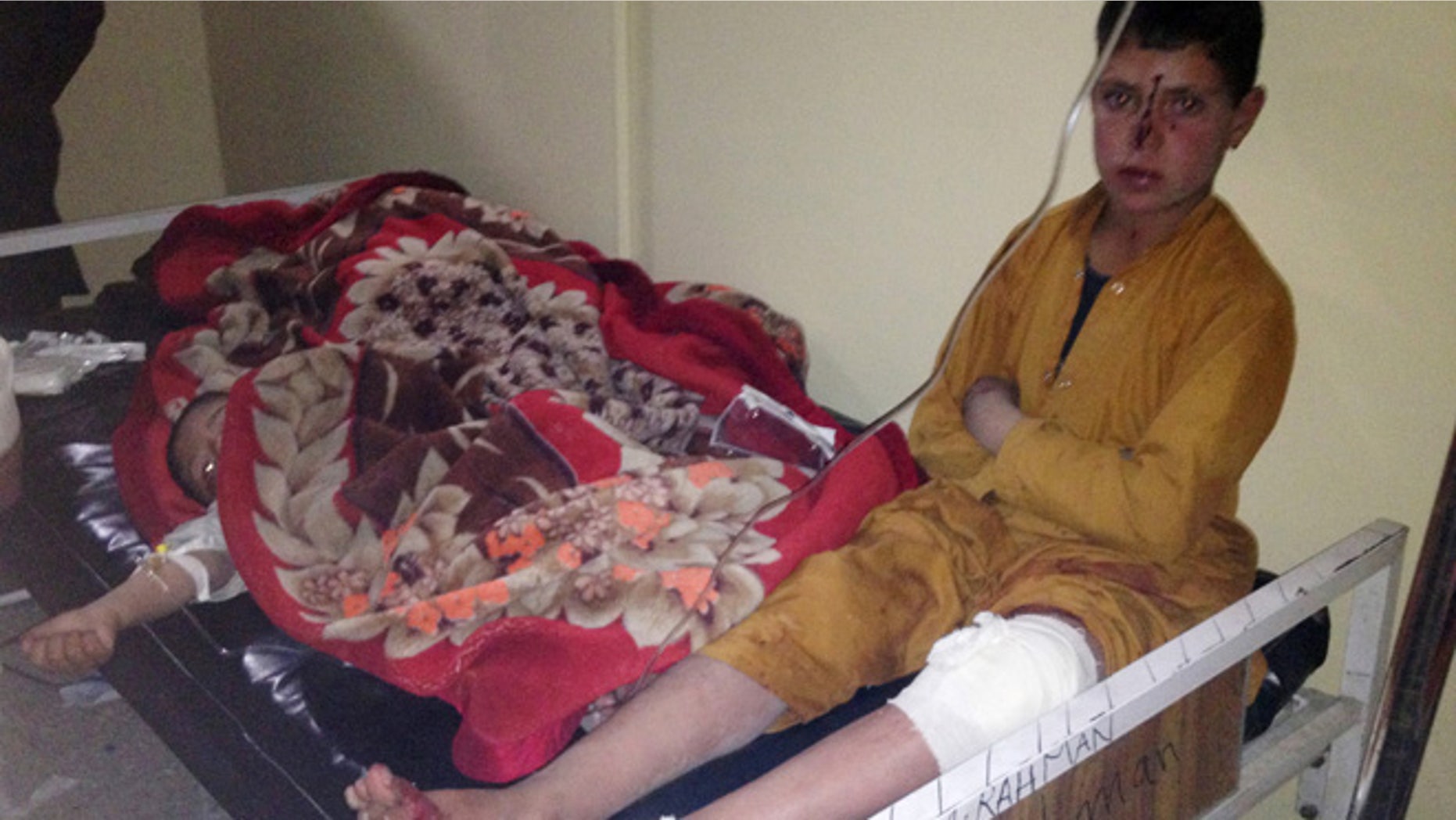 Nov. 23, 2014: Afghan children are treated at Paktika hospital after suicide attack in the Yahyakhail district of Paktika province east of Kabul. (AP)