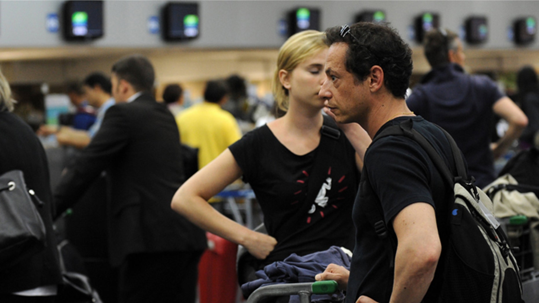 Passengers in the departure terminal of the Tom Jobim International airport in Rio de Janeiro.