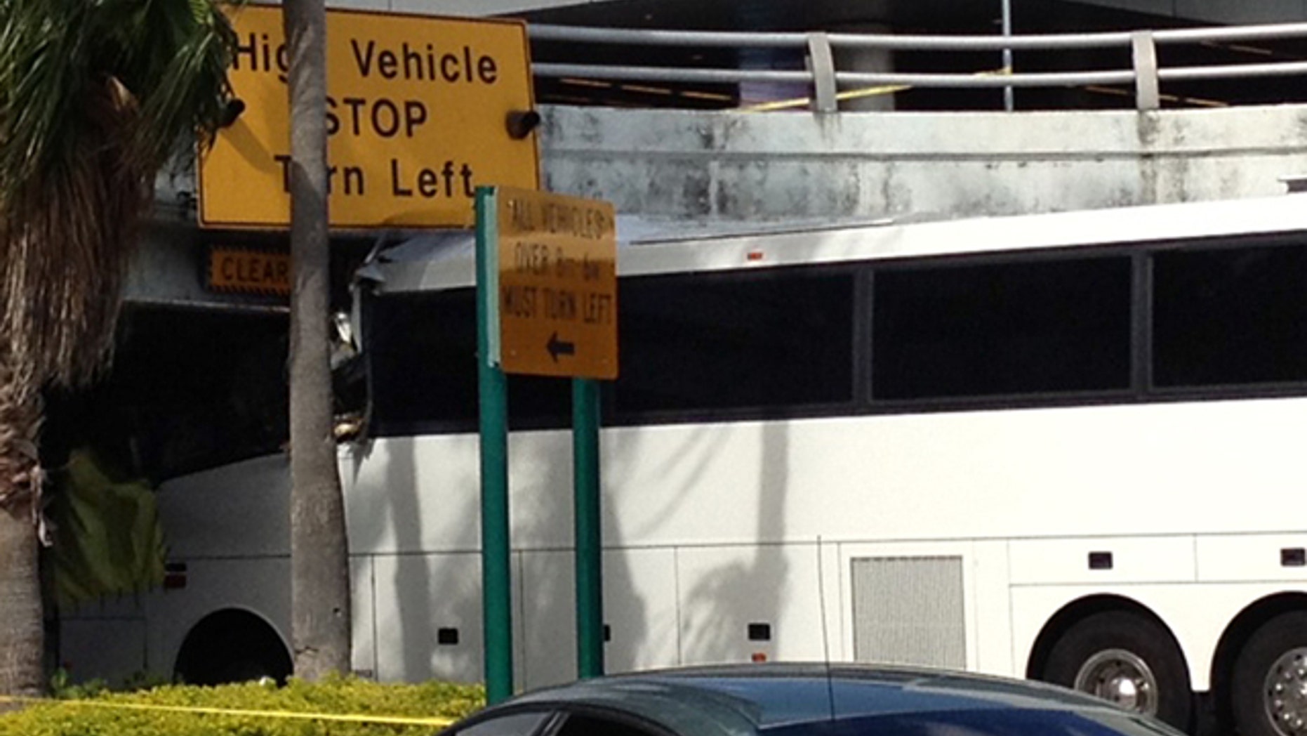 Dec. 1: A bus is lodged into an overpass at the Miami International Airport.