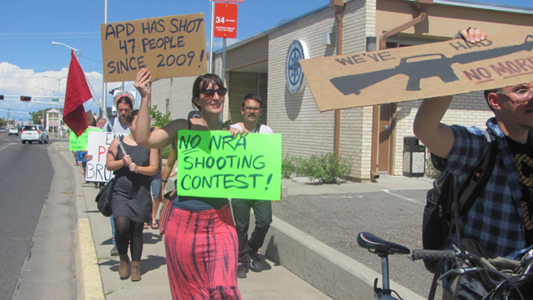 Demonstrators say the Albuquerque Police Department's shooting contest sends the wrong message. (FoxNews.com)