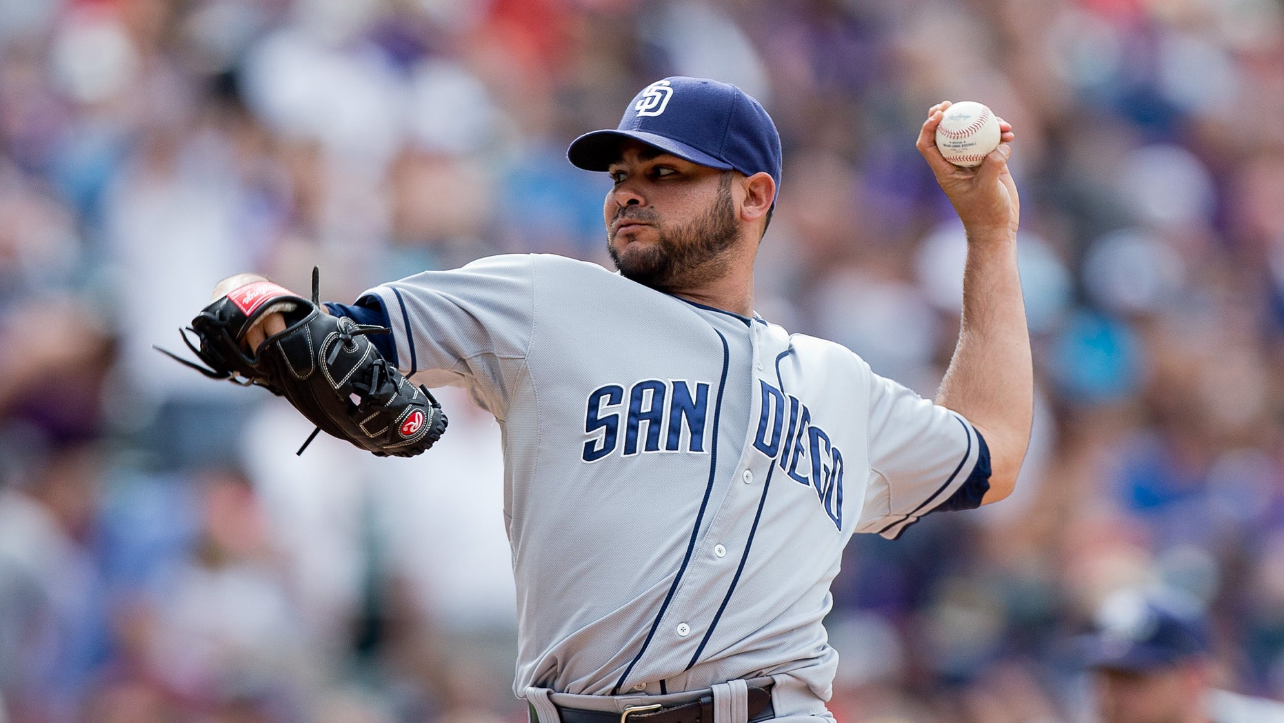 DENVER, CO - MAY 18: Relief pitcher Alex Torres #54 of the San Diego Padres delivers to home plate during the seventh inning against the Colorado Rockies at Coors Field on May 18, 2014 in Denver, Colorado. The Rockies defeated the Padres 8-6 in 10 innings. (Photo by Justin Edmonds/Getty Images)