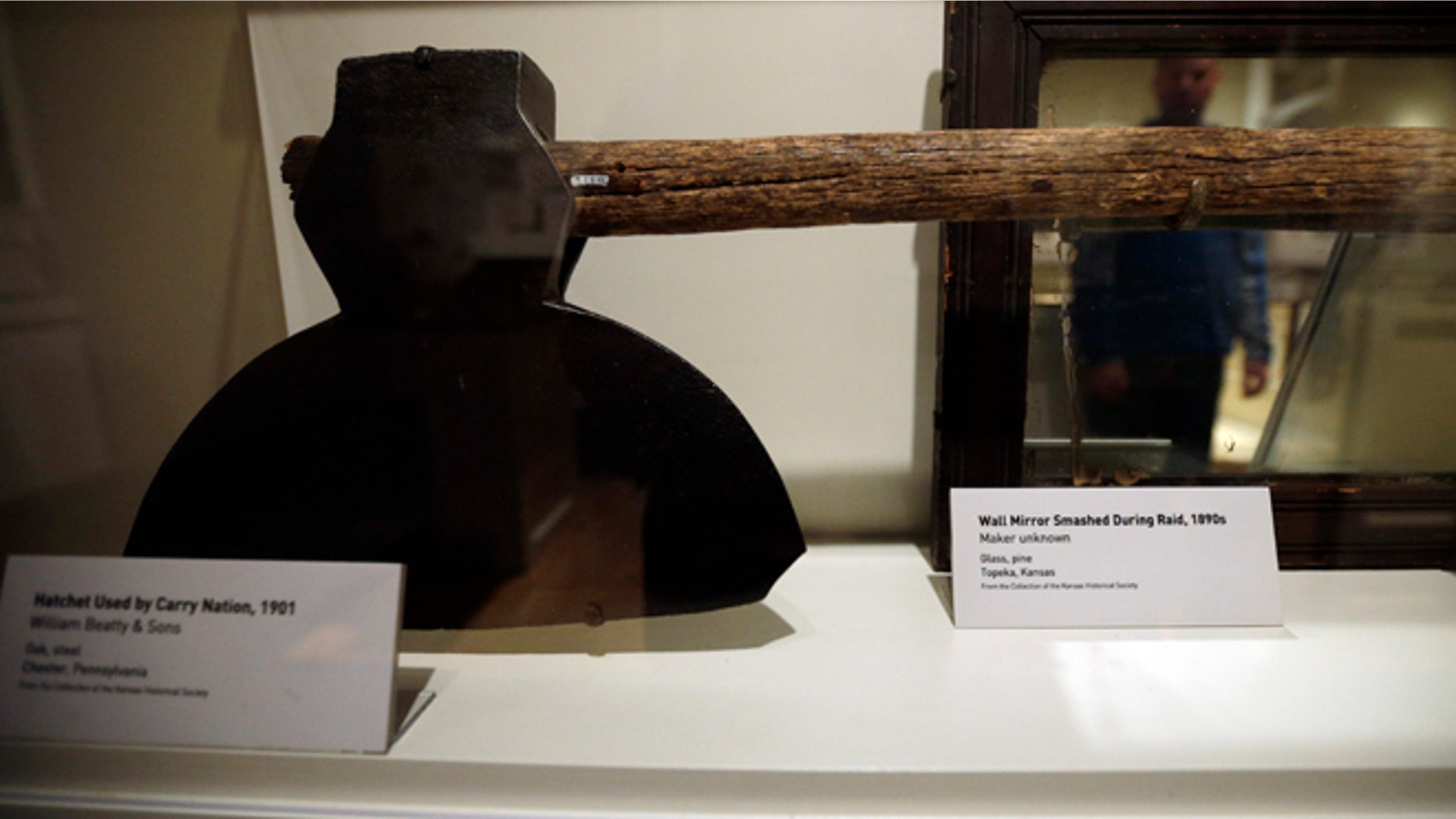Nov. 8, 2012: A hatchet used by temperance movement figure Carry Nation is shown at an exhibit on Prohibition at the National Constitution Center in Philadelphia.