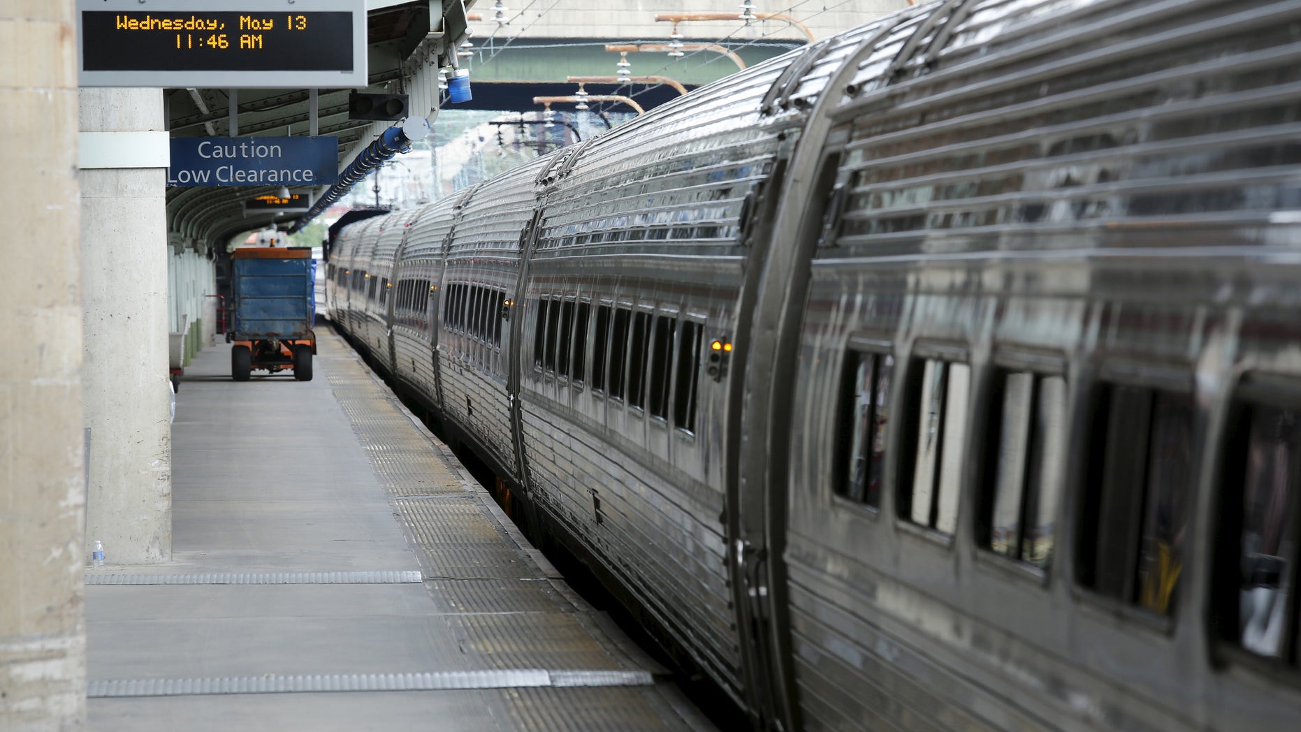 An empty platform is seems for the canceled train en route Boston at the Union Station in Washington May 13, 2015.