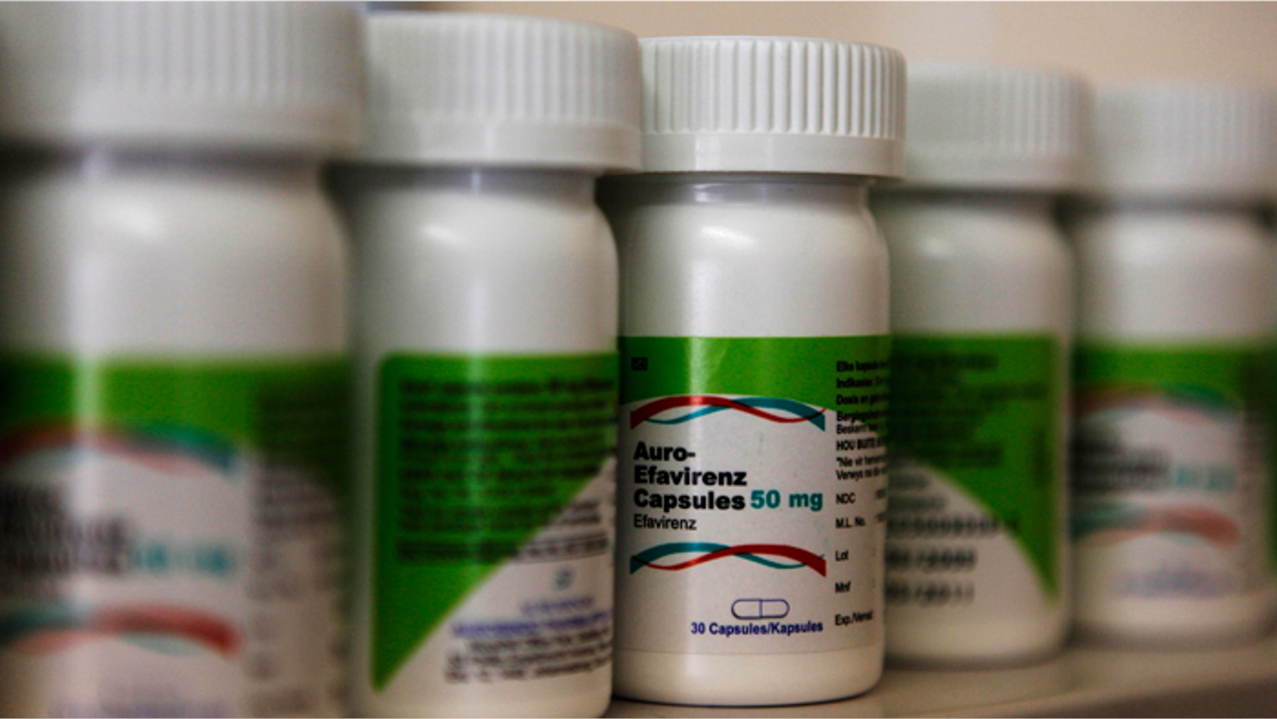 Anti-retroviral (ARV) drugs sit on a shelf in the pharmacy at the Ubuntu clinic in Cape Town's Khayelitsha township.