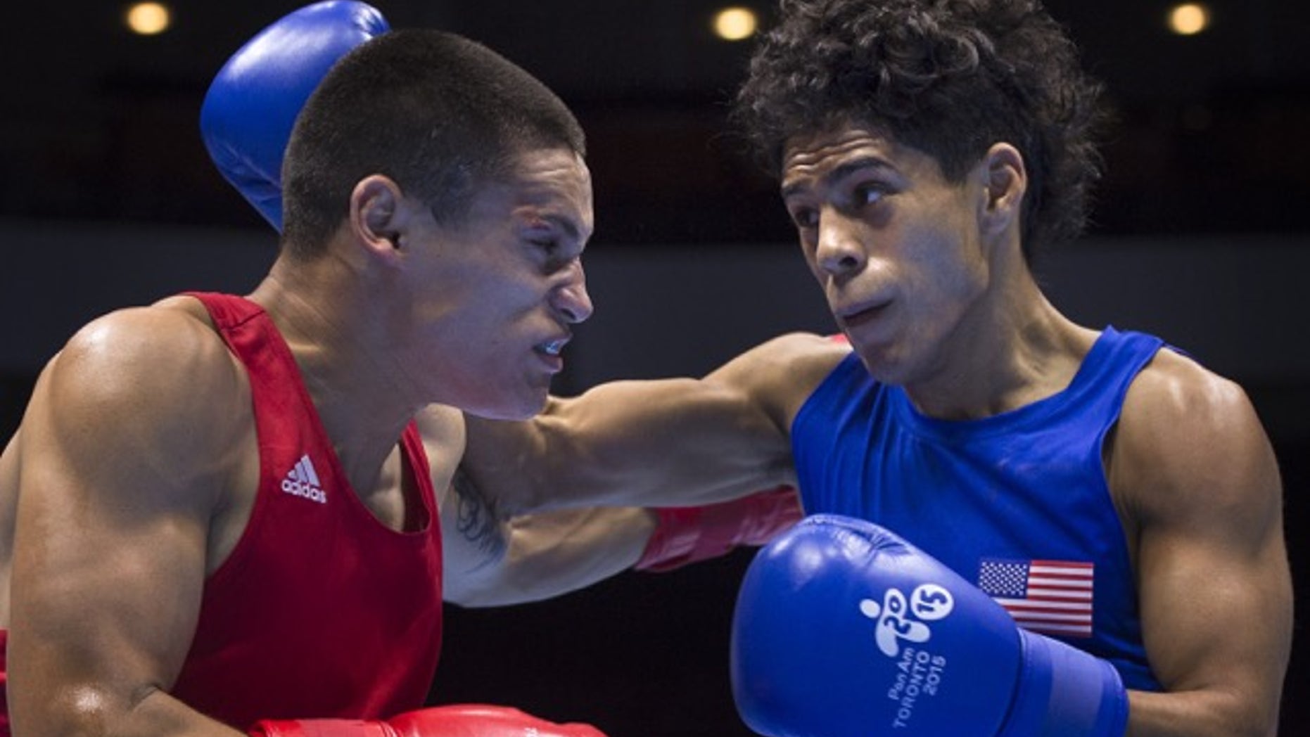Antonio Vargas (R) in the Men's Fly (52kg) Semifinals Bout at the at the Pan American Games.