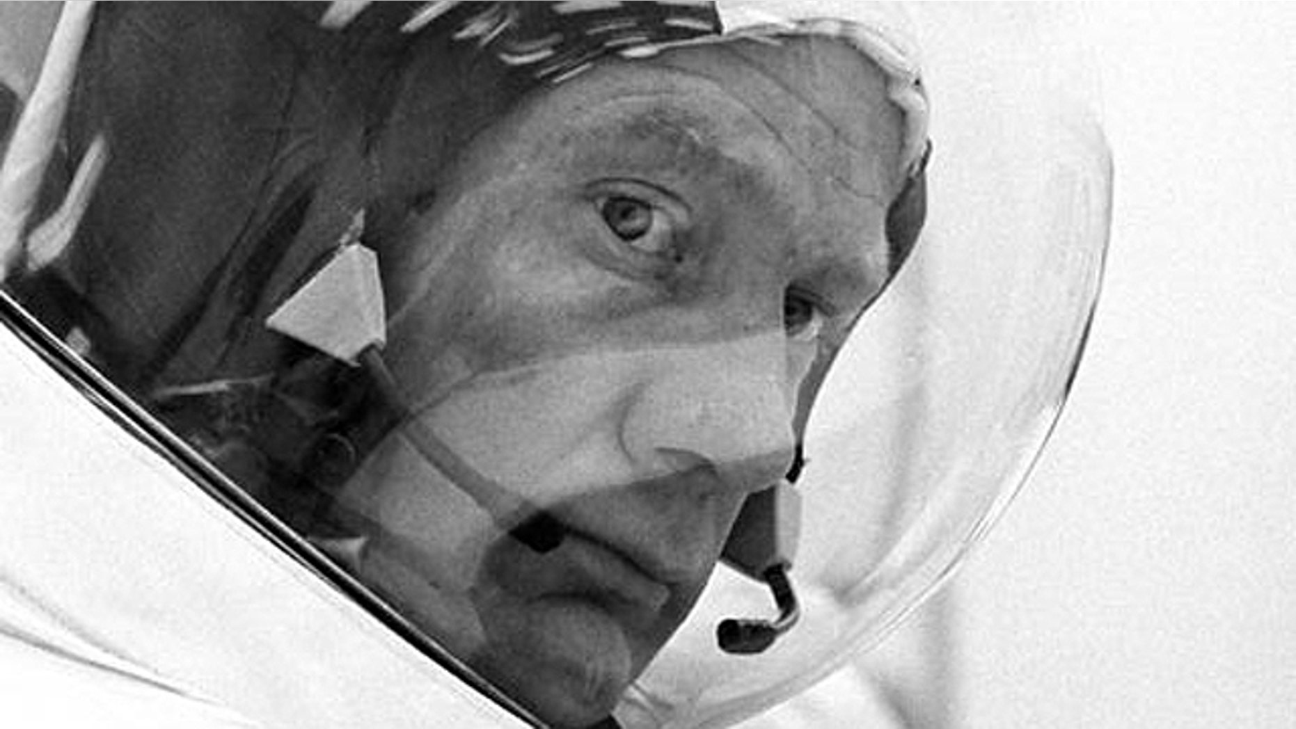 Astronaut Buzz Aldrin suits up for a countdown demonstration test prior to the launch of Apollo 11 on July 5, 1969.