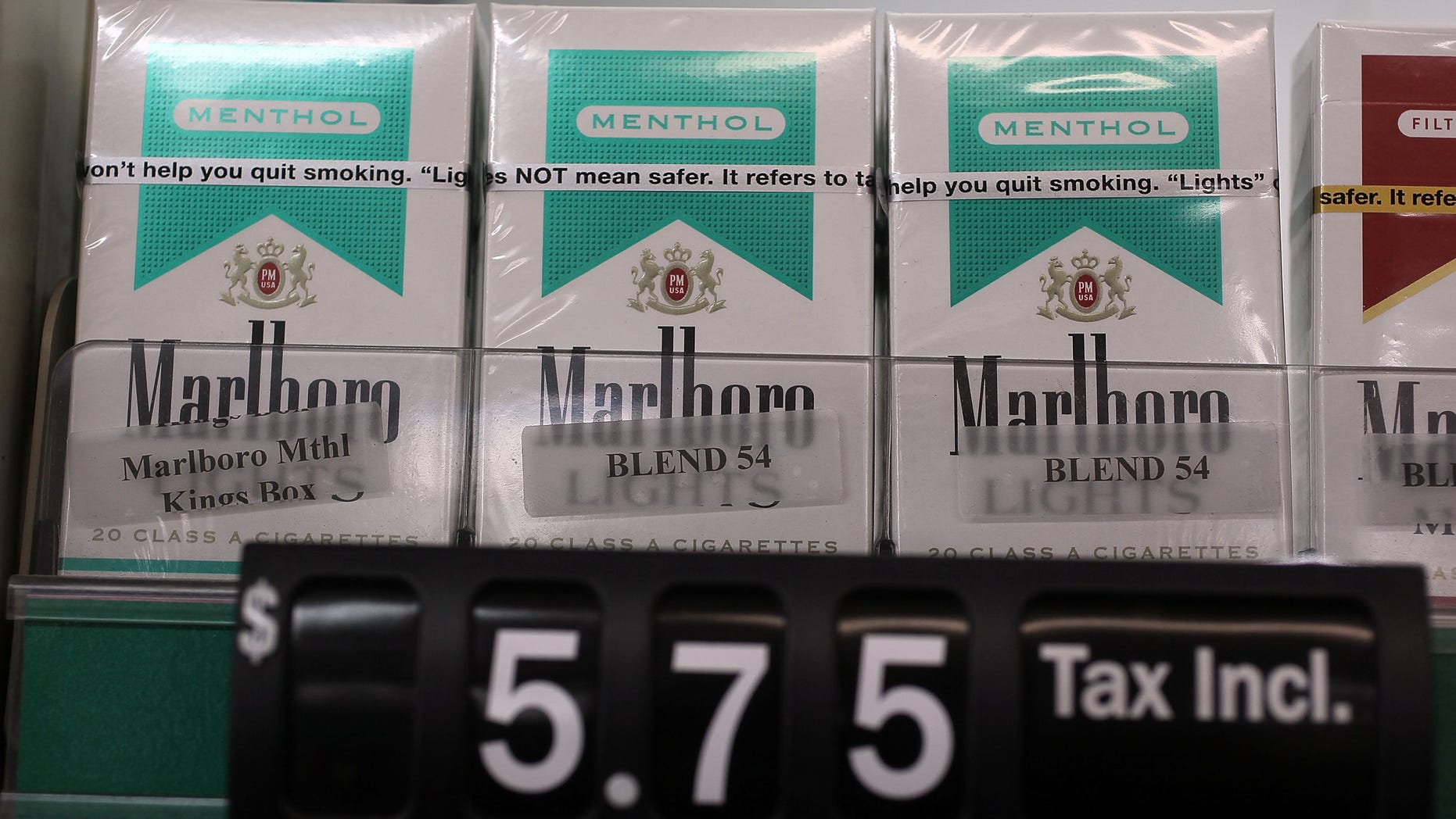 Menthol cigarettes are seen for sale on a shelf at a Quick Stop store in Miami, Florida.