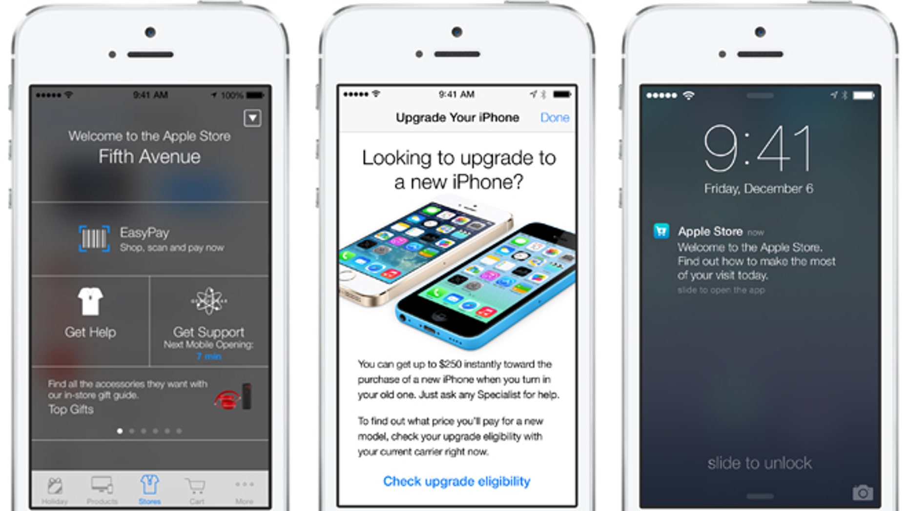 Dec. 6, 2013: iPhone screens show Apple's iBeacon, which precisely locates a phone. Apple will begin using the software to send shoppers inside its U.S. stores messages about products, events and other information based where they are in the store.