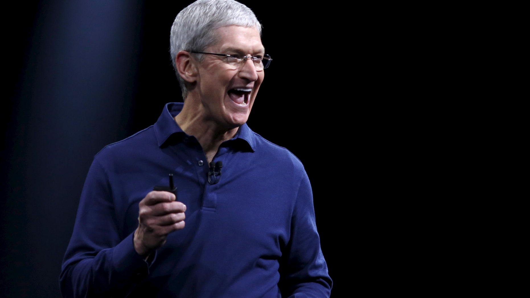 Apple CEO Tim Cook delivers his keynote address at the Worldwide Developers Conference in San Francisco, Calif. June 8, 2015.