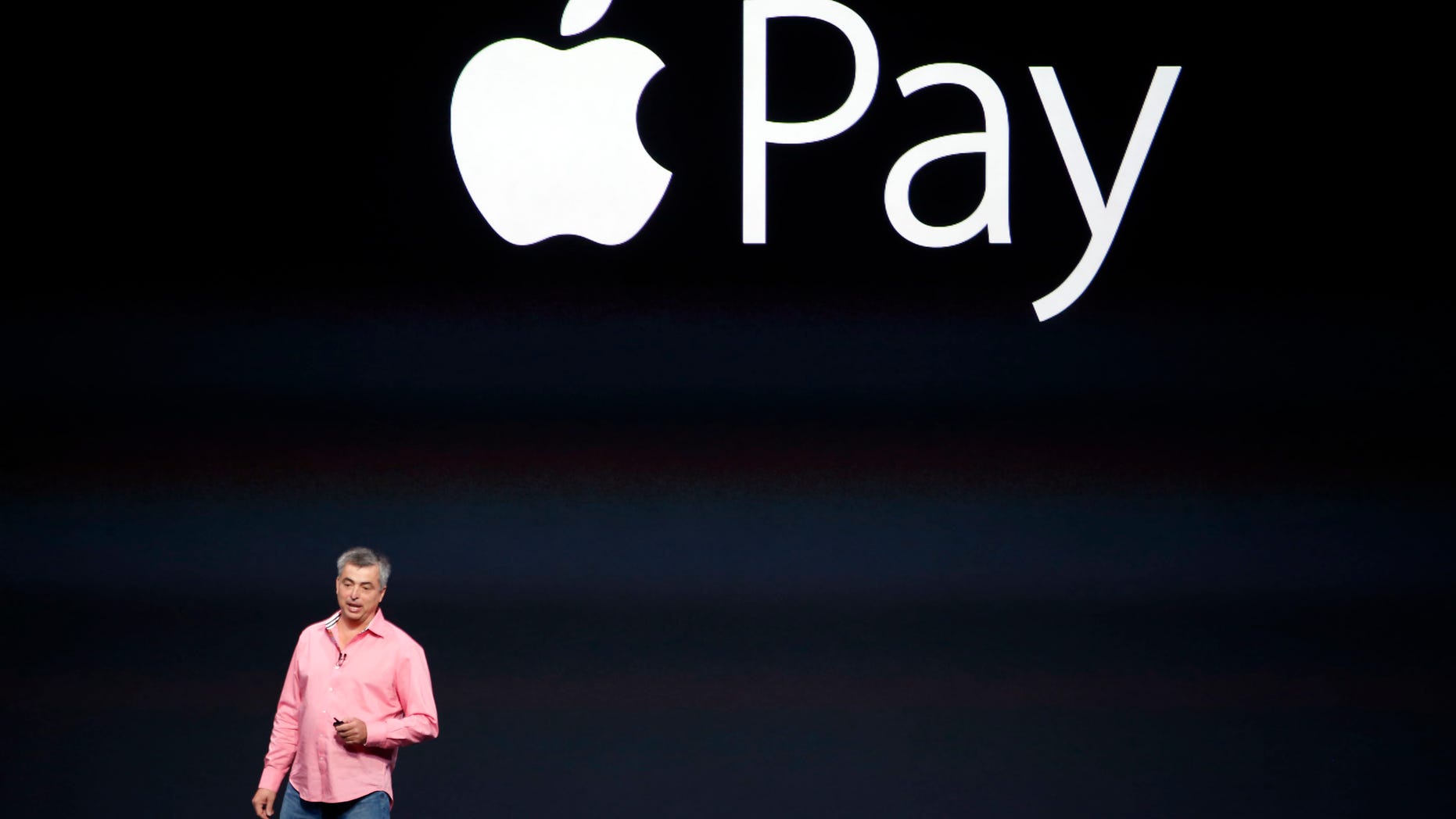 Eddy Cue, Apple;s senior vice president of Internet Software and Service, introduces Apple Pay during an Apple event at the Flint Center in Cupertino, California, September 9, 2014.