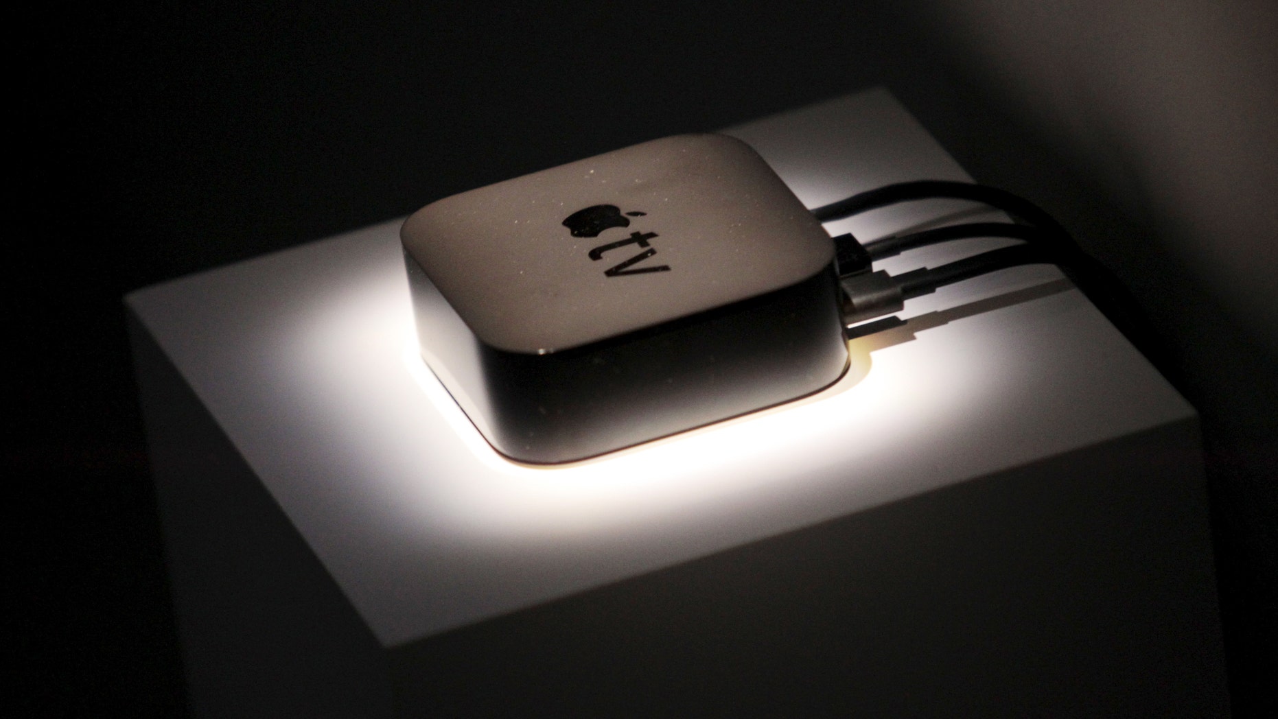 The new Apple TV is displayed during an Apple media event in San Francisco, California, Sept. 9, 2015.